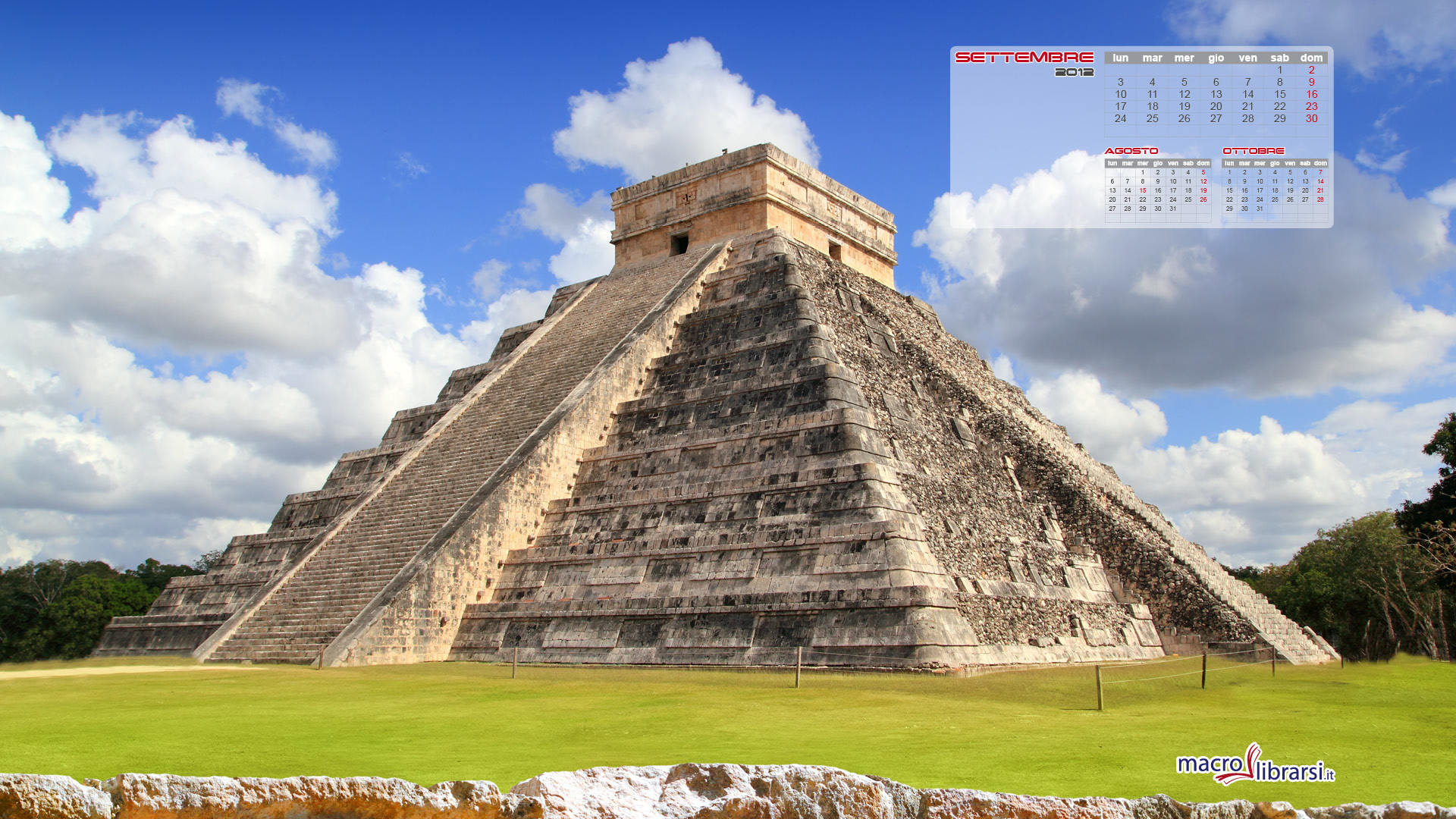 Chichén Itzá, El Castillo, Piramide maya, Messico, Calendario settembre, sfondo Full HD per computer