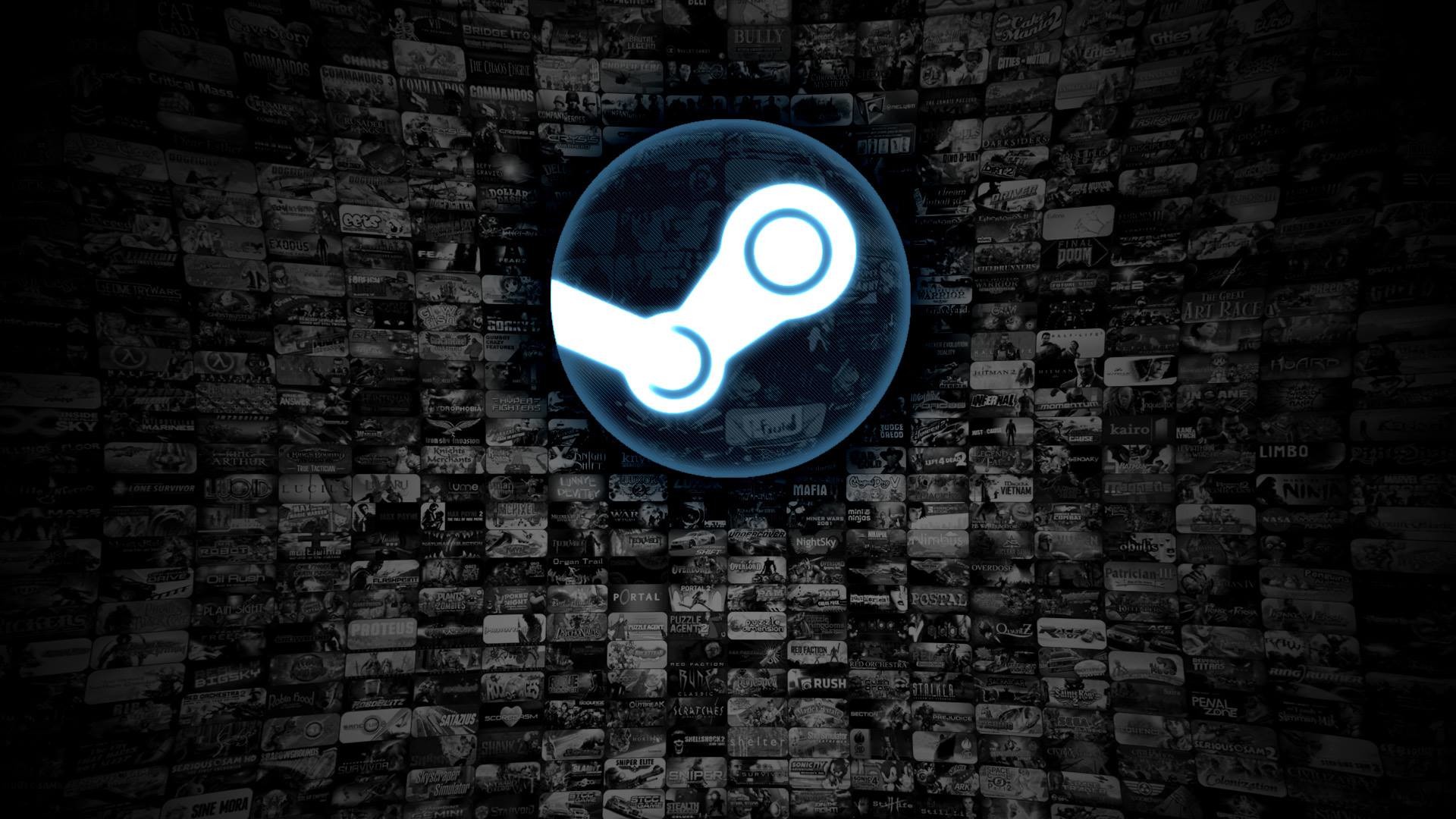 Logo Steam, Steam, Mosaico, Nero, Full HD, sfondo per PC e portatile