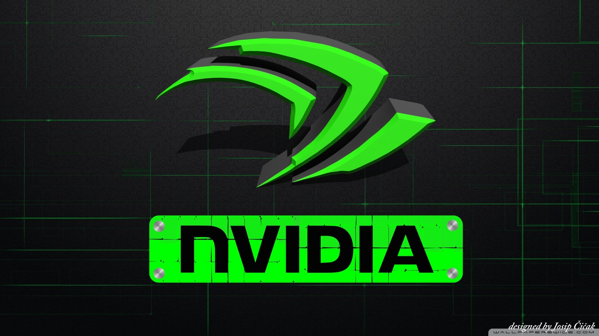 Logo Nvidia, Nvidia, Verde, Metallo, Full HD, sfondo Windows 11