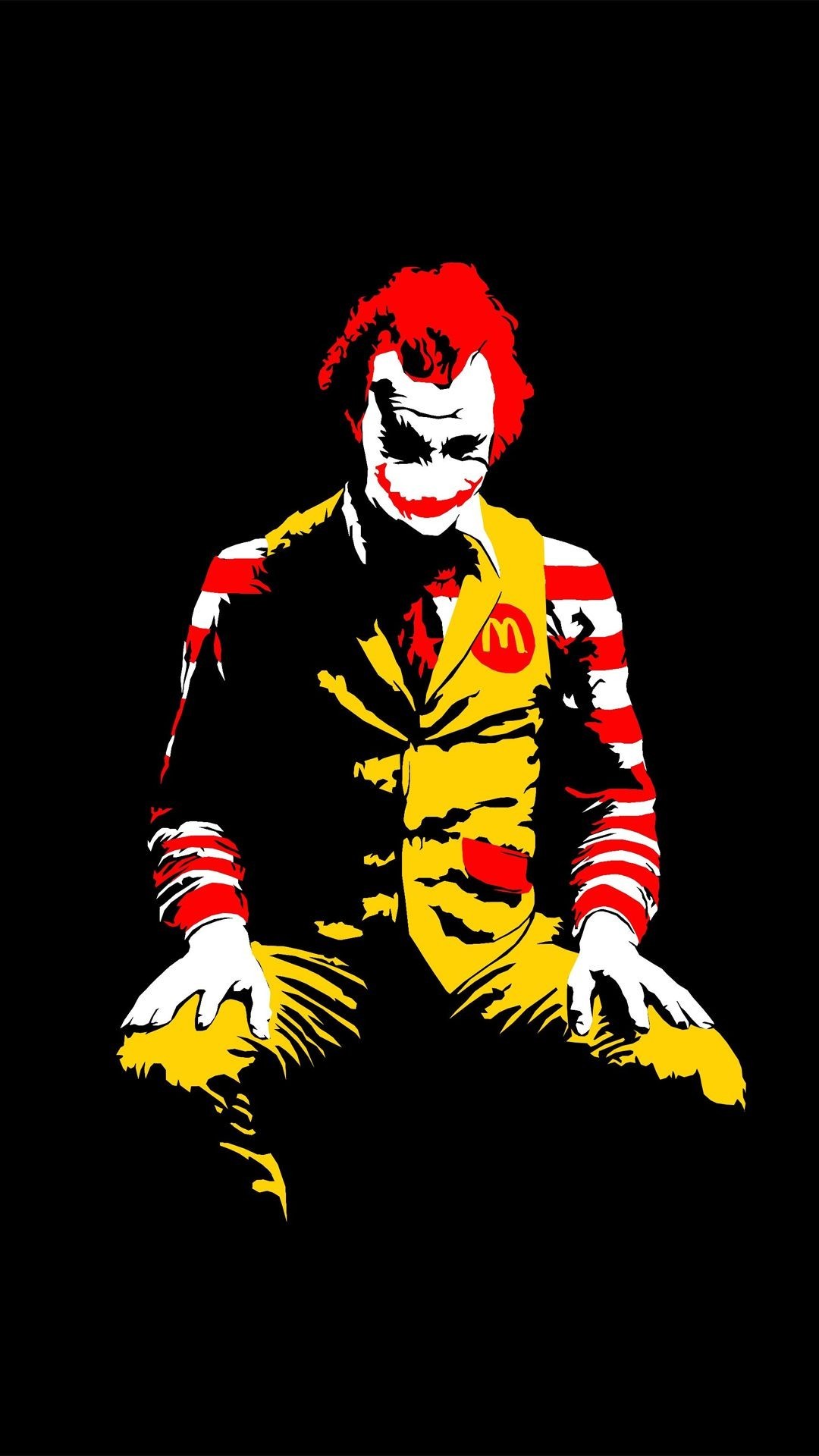 Joker, Ronald McDonald, Parodia, Sfondo nero, Full HD, schermata di blocco del cellulare