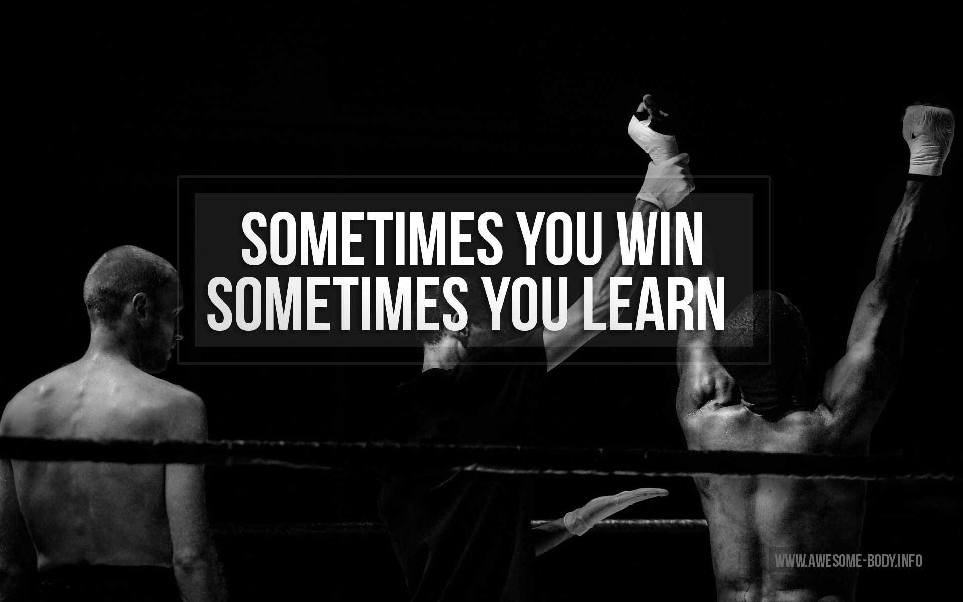 Sometimes you win sometimes you learn, Boxe, Ring, Bianco e nero, Citazione, immagine di sfondo
