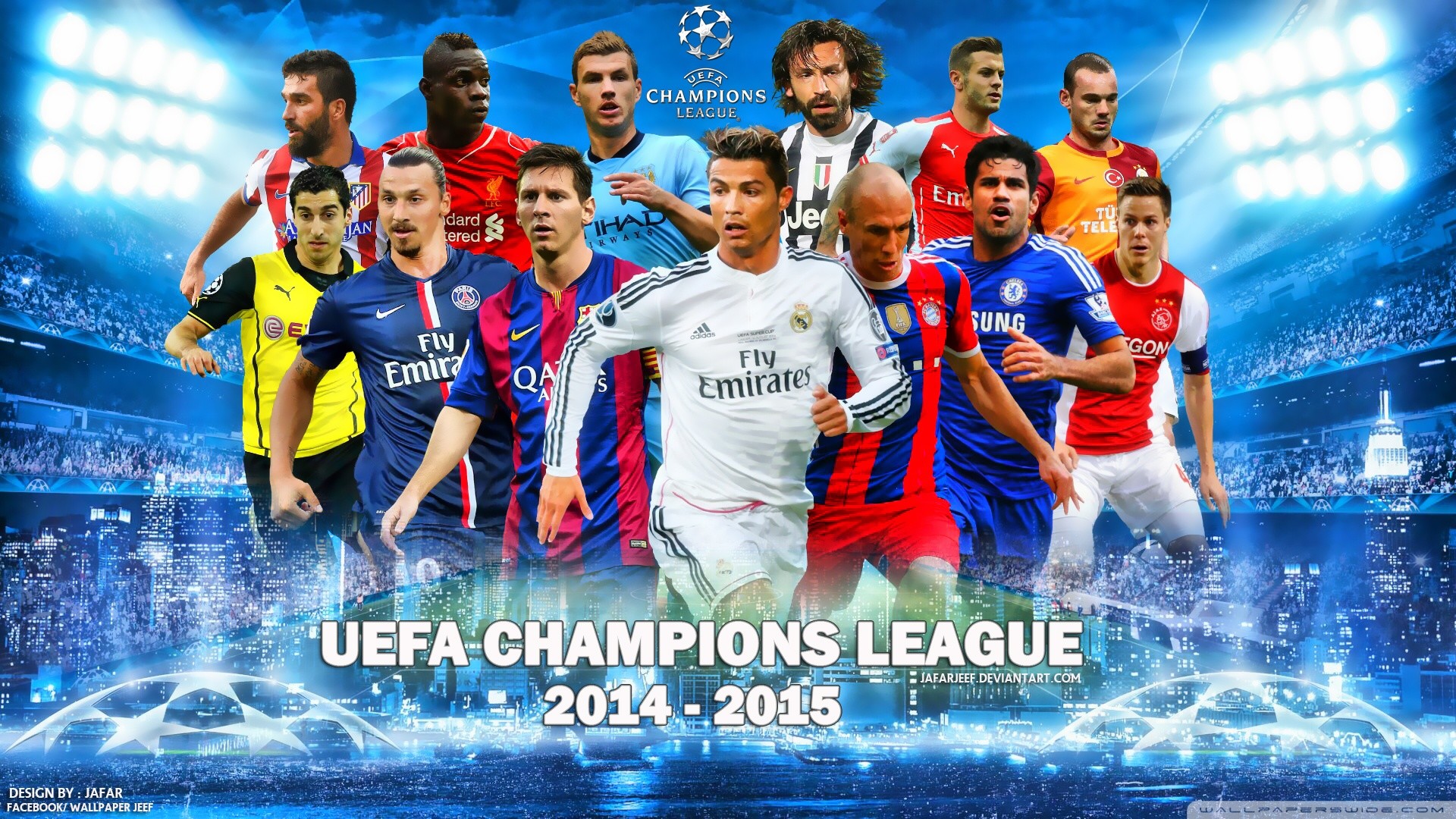 UEFA Champions League 2014-2015, Calciatori, Collage, Cristiano Ronaldo, sfondo widescreen Full HD