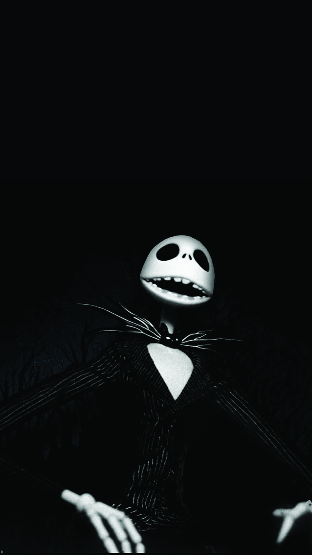 Jack Skeletron, Nightmare Before Christmas, Sfondo nero, 1080x1920, schermata di blocco iPhone