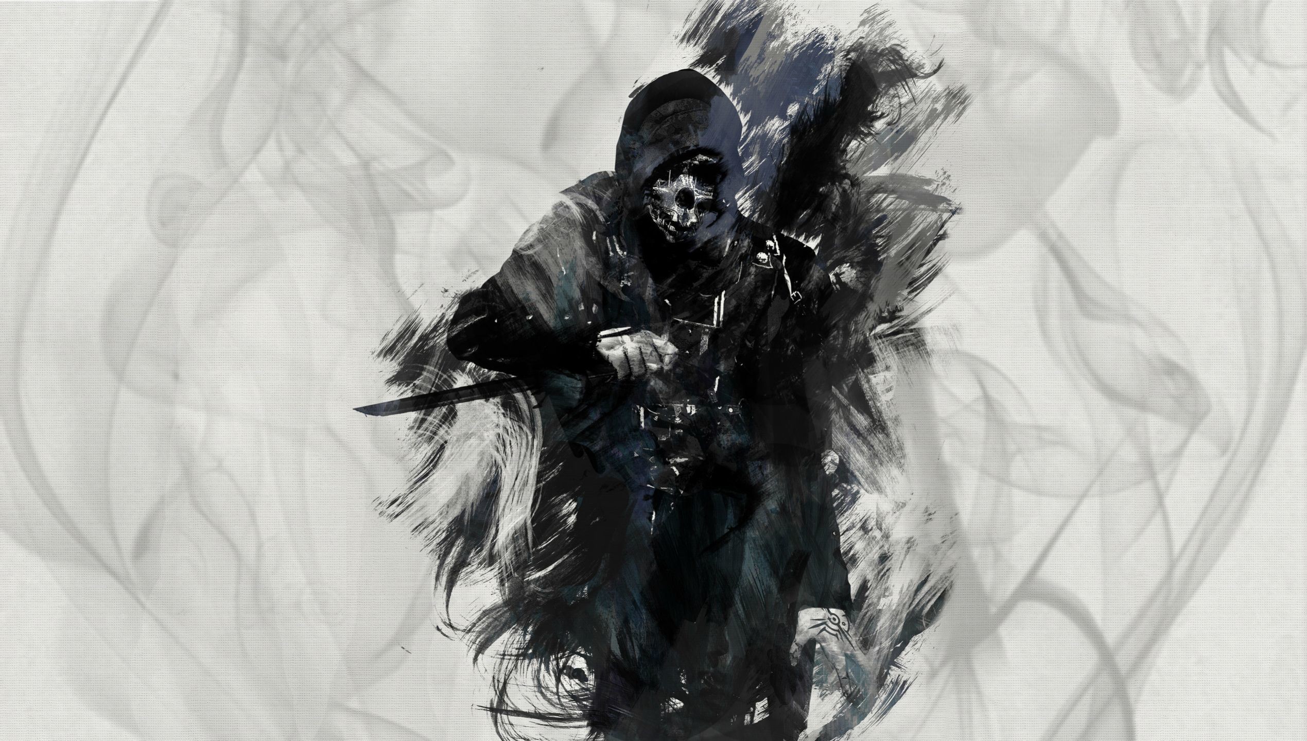 Corvo Attano, Dishonored, Fumo, Pittura, 16:9 Full HD, sfondo widescreen