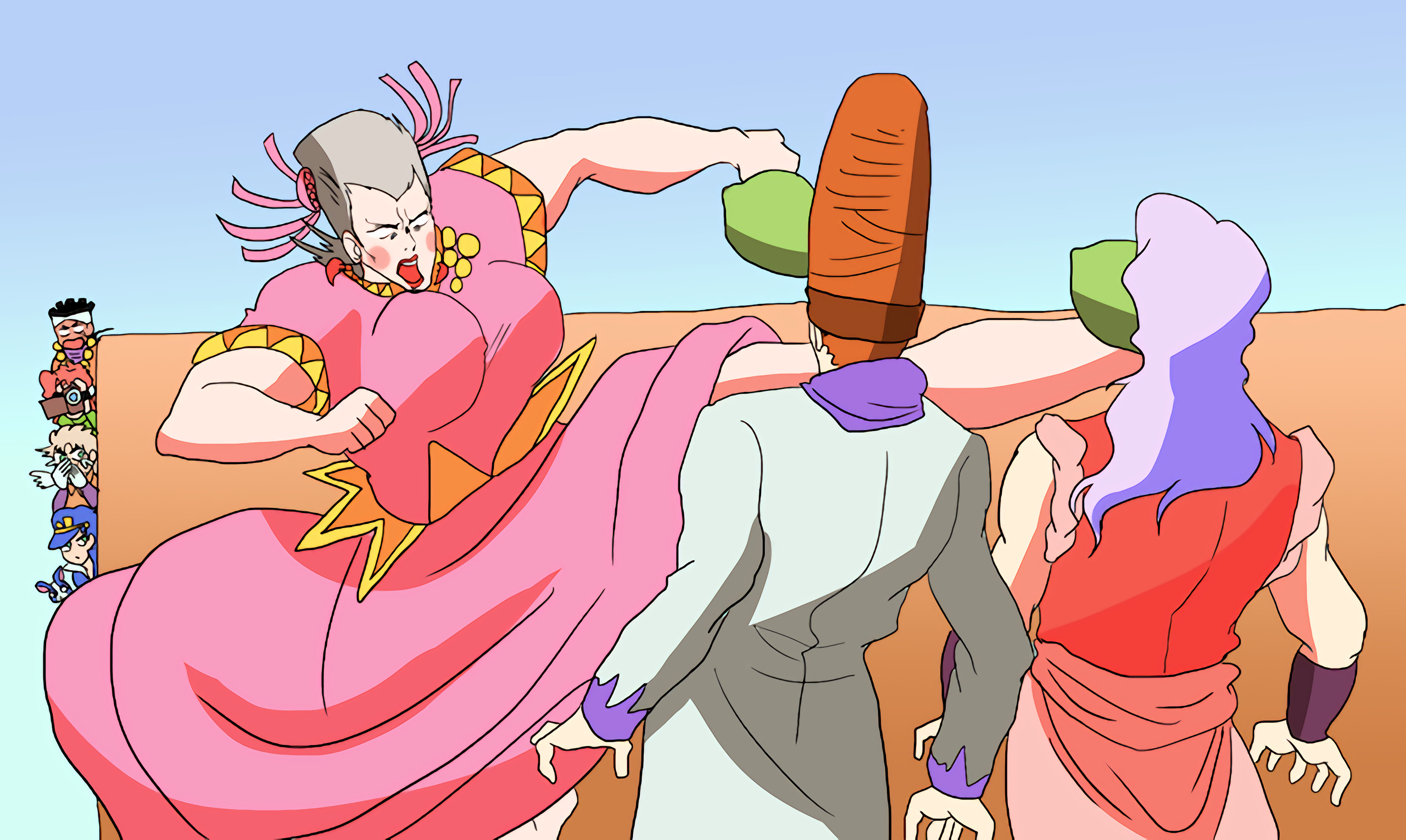 Le bizzarre avventure di JoJo, Battle Tendency, Joseph Joestar, Caesar Zeppeli, Deserto, sfondo 2K