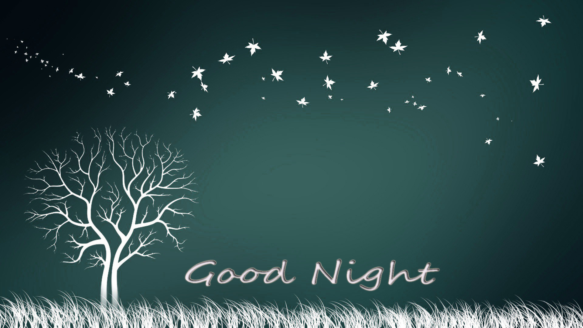 Good Night, Albero, Uccelli, Illustrazione, 1920x1080, sfondo per PC