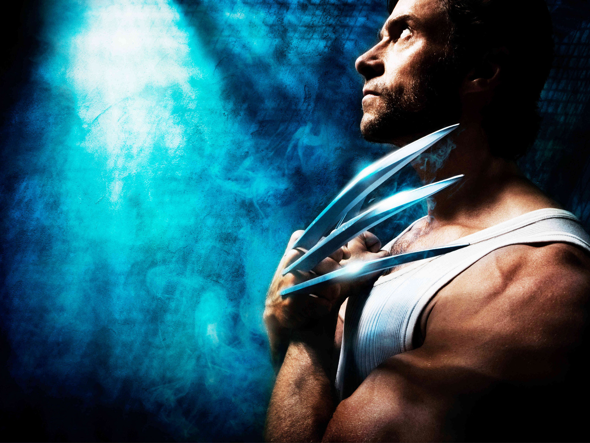 Wolverine, Hugh Jackman, Artigli, Luce blu, Full HD, sfondo per iPad e tablet