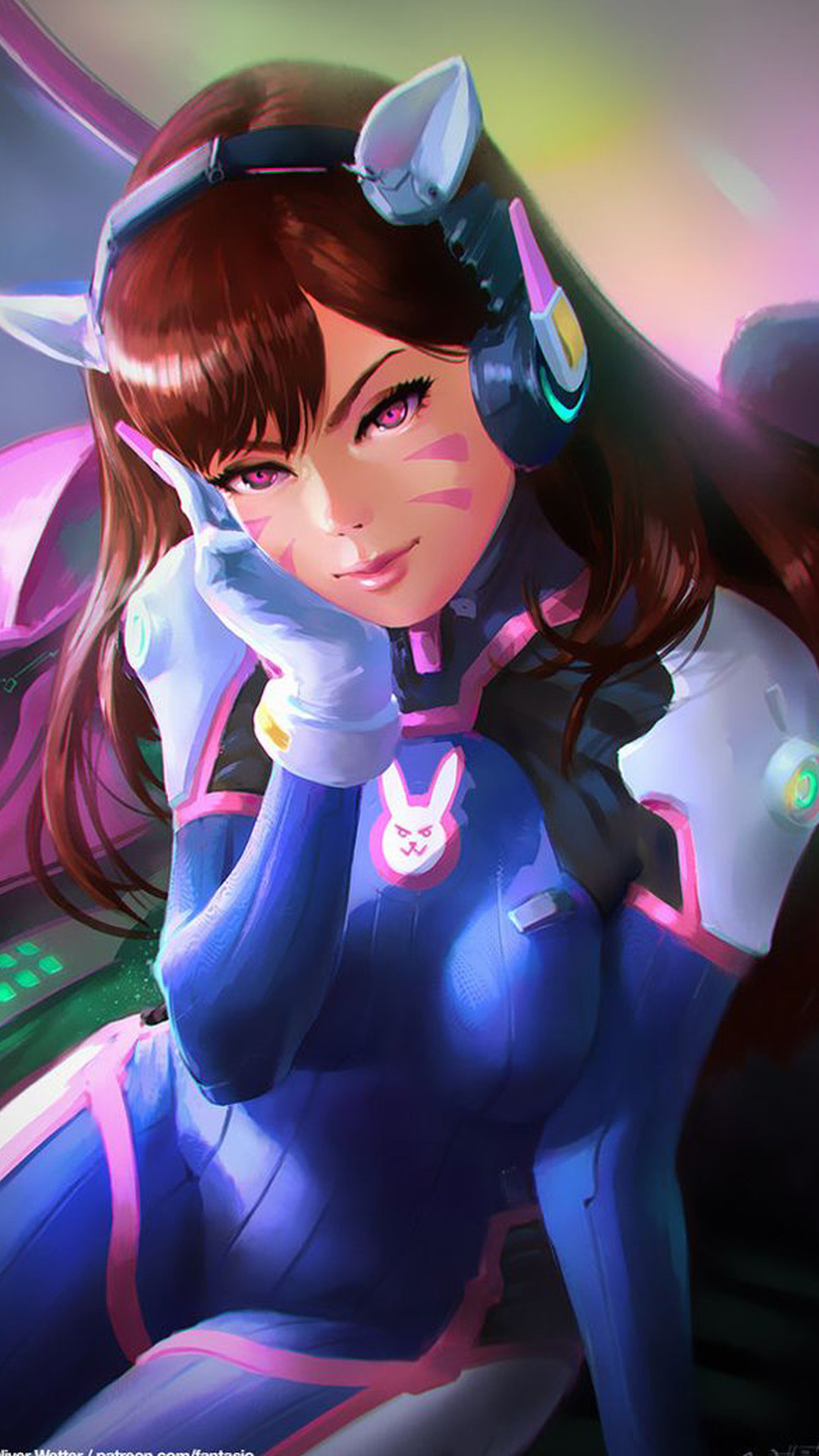 D.Va, Overwatch, Fan art, Ritratto, sfondo per iPhone e Android