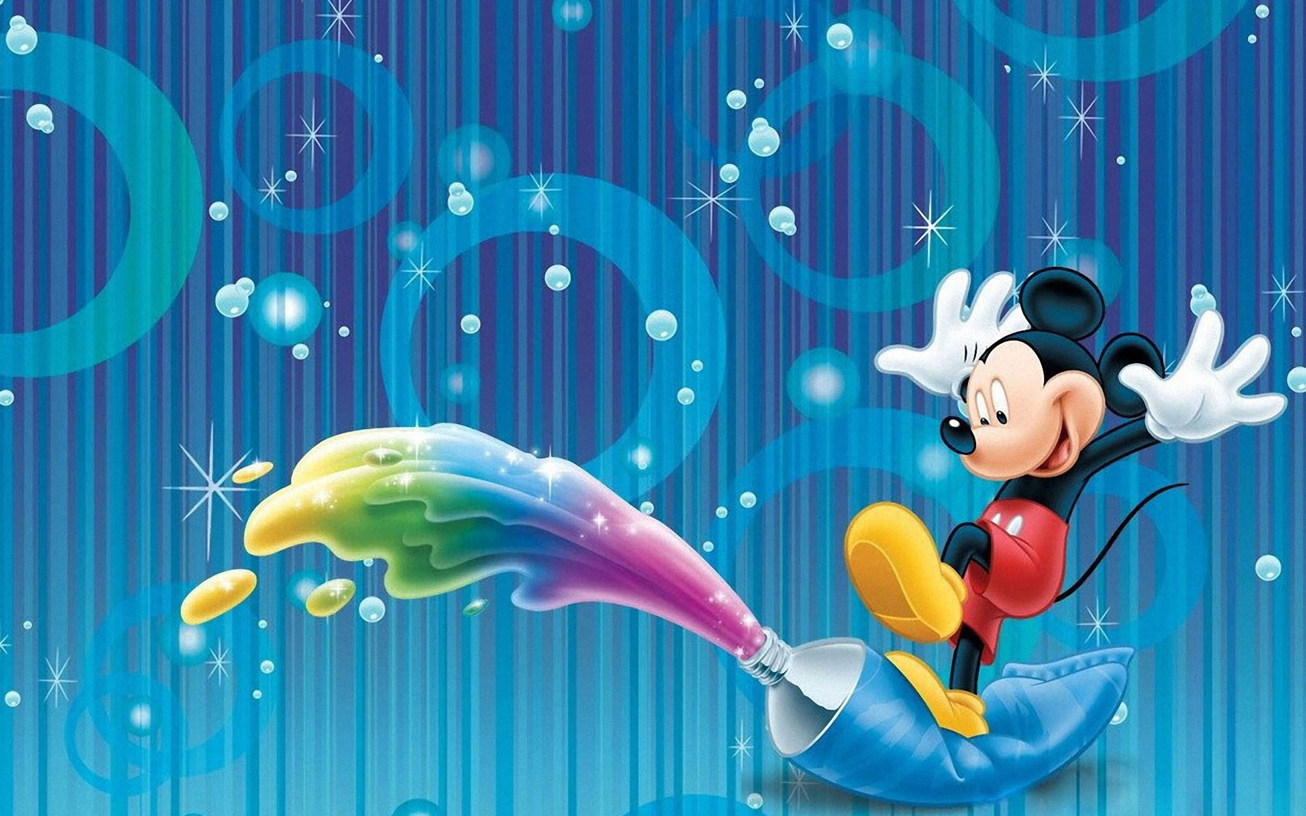 Topolino, Pennello, Vernice, Blu, 2K, sfondo per PC