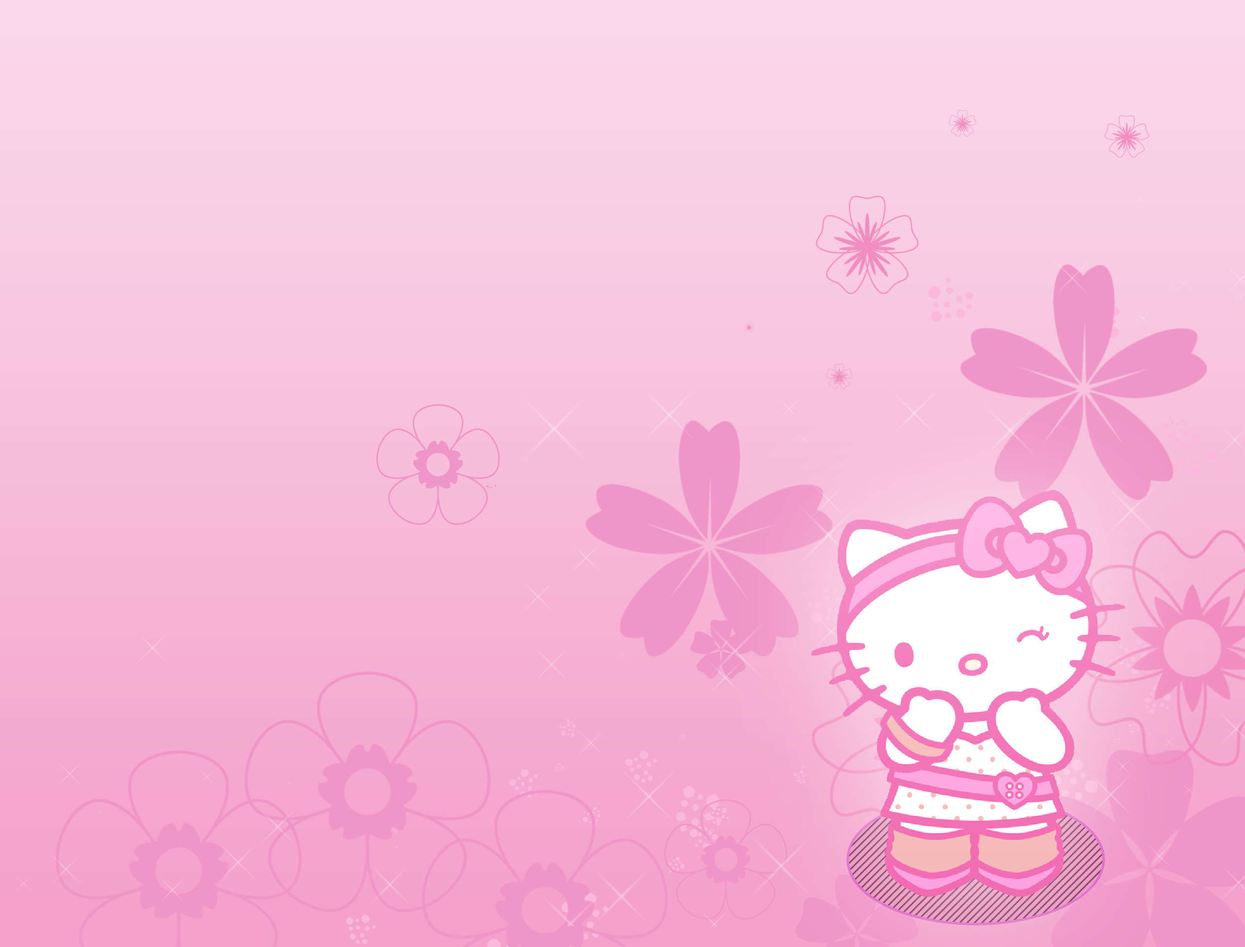Hello Kitty, Fiori di ciliegio, Rosa pastello, Kawaii, Minimalista, sfondo per iPad