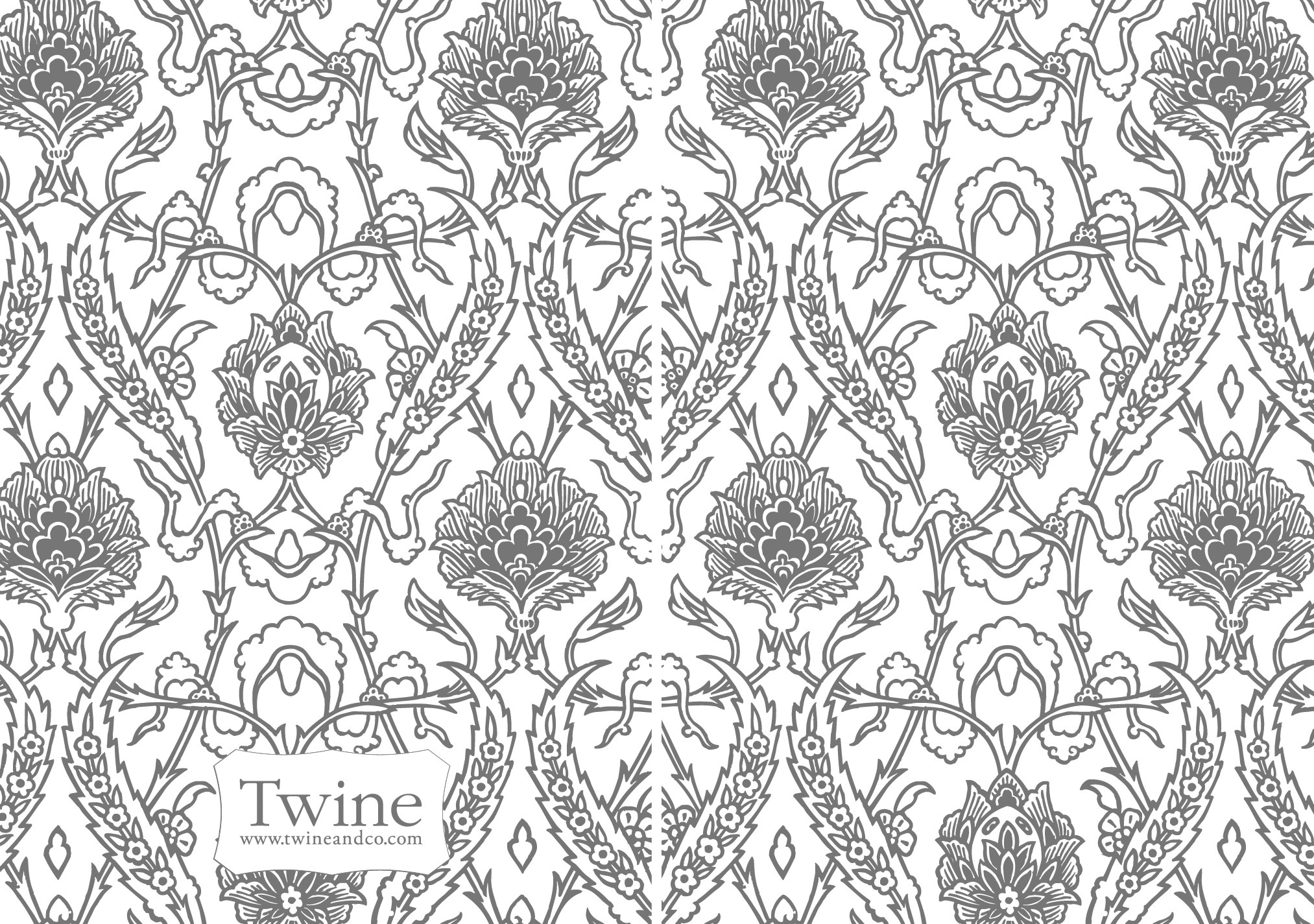 William Morris, Motivo floreale, Bianco e nero, Full HD, sfondo per PC