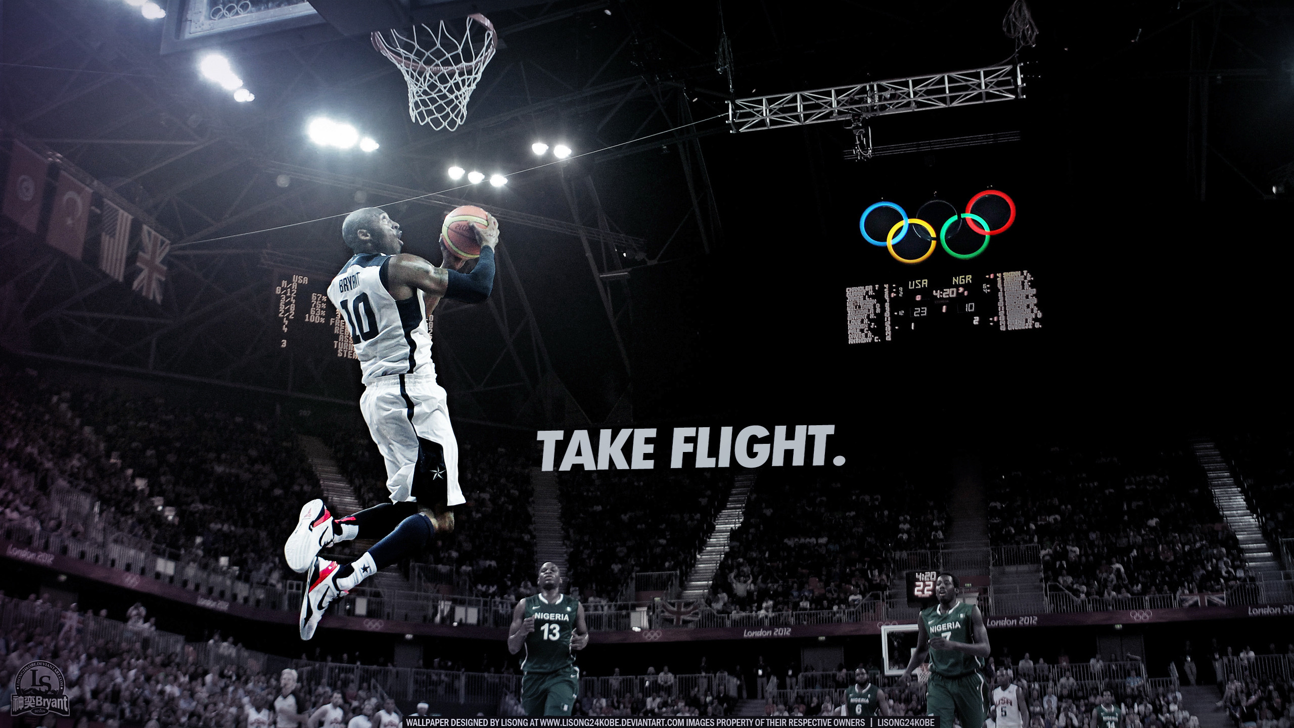 Kobe Bryant, Nazionale USA, Olimpiadi, Take Flight, Schiacciata, sfondo desktop 2560x1440
