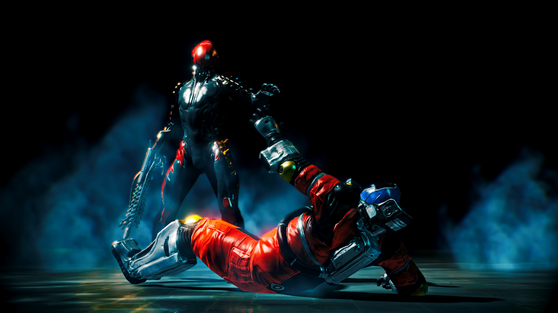 Warframe, Combattimento, Rosso, Sfondo scuro, 1920x1080, wallpaper desktop