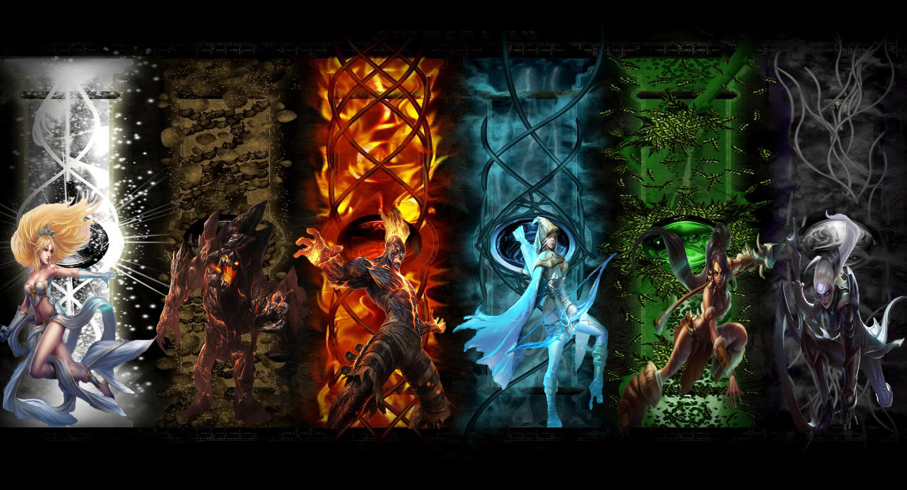 League of Legends, Campioni, Pannelli, Collage, 2K, wallpaper per computer