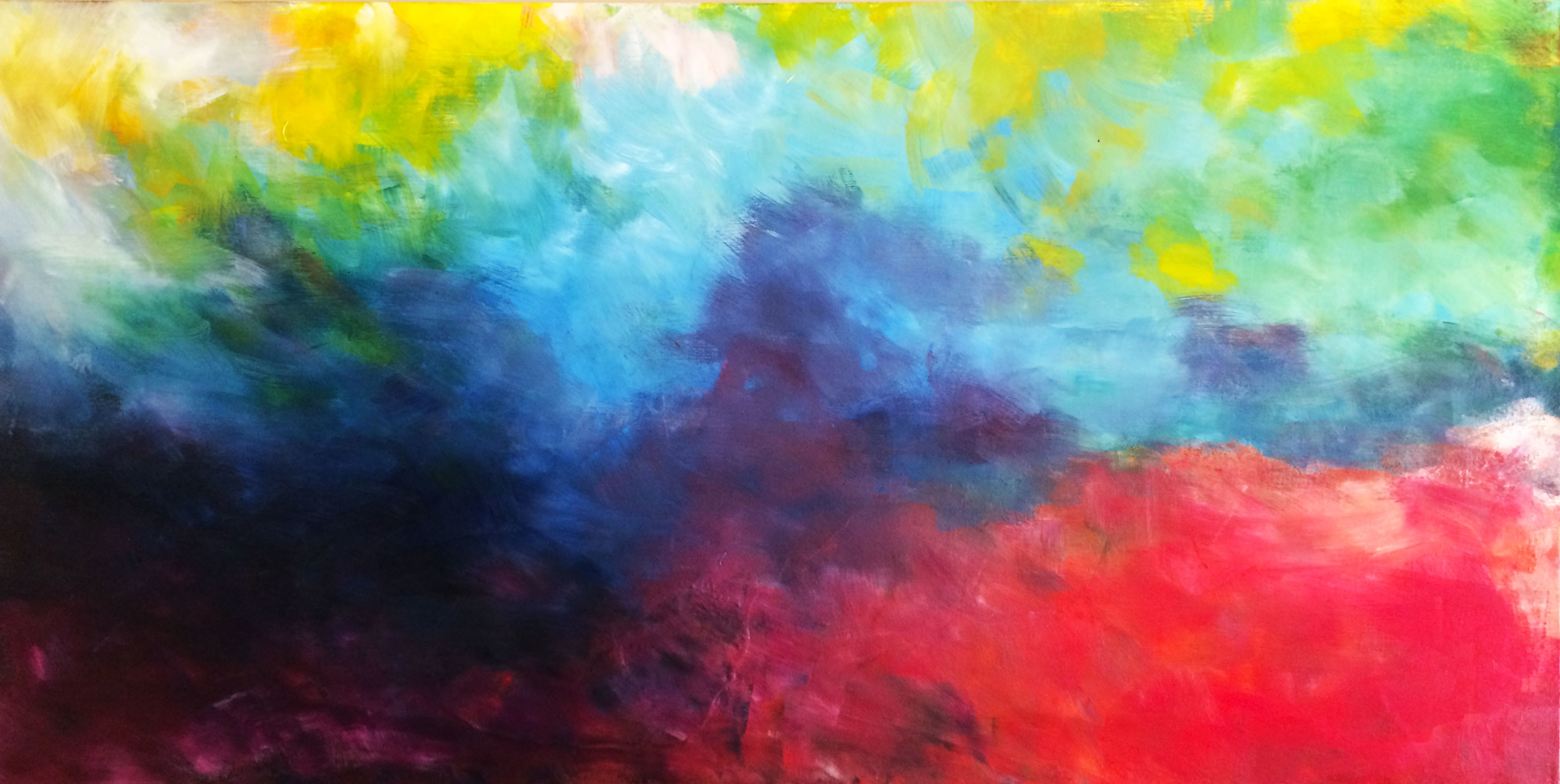 Pittura astratta, Nuvole di colore, Rosso, Blu, Pittura a olio, 2K, sfondo per PC e portatile