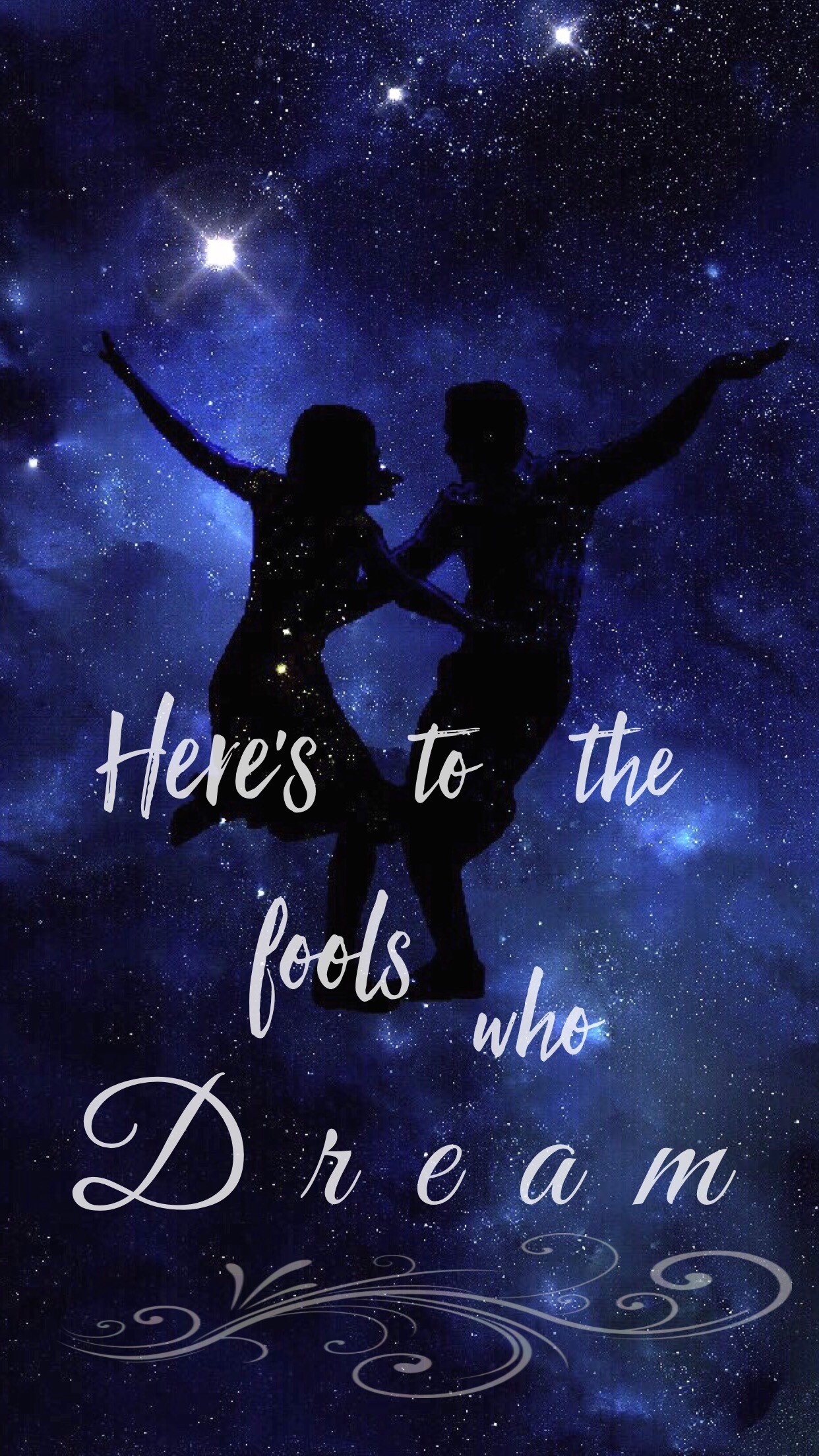 La La Land, Here's to the Fools Who Dream, Silhouette, Cielo stellato, sfondo cellulare Android