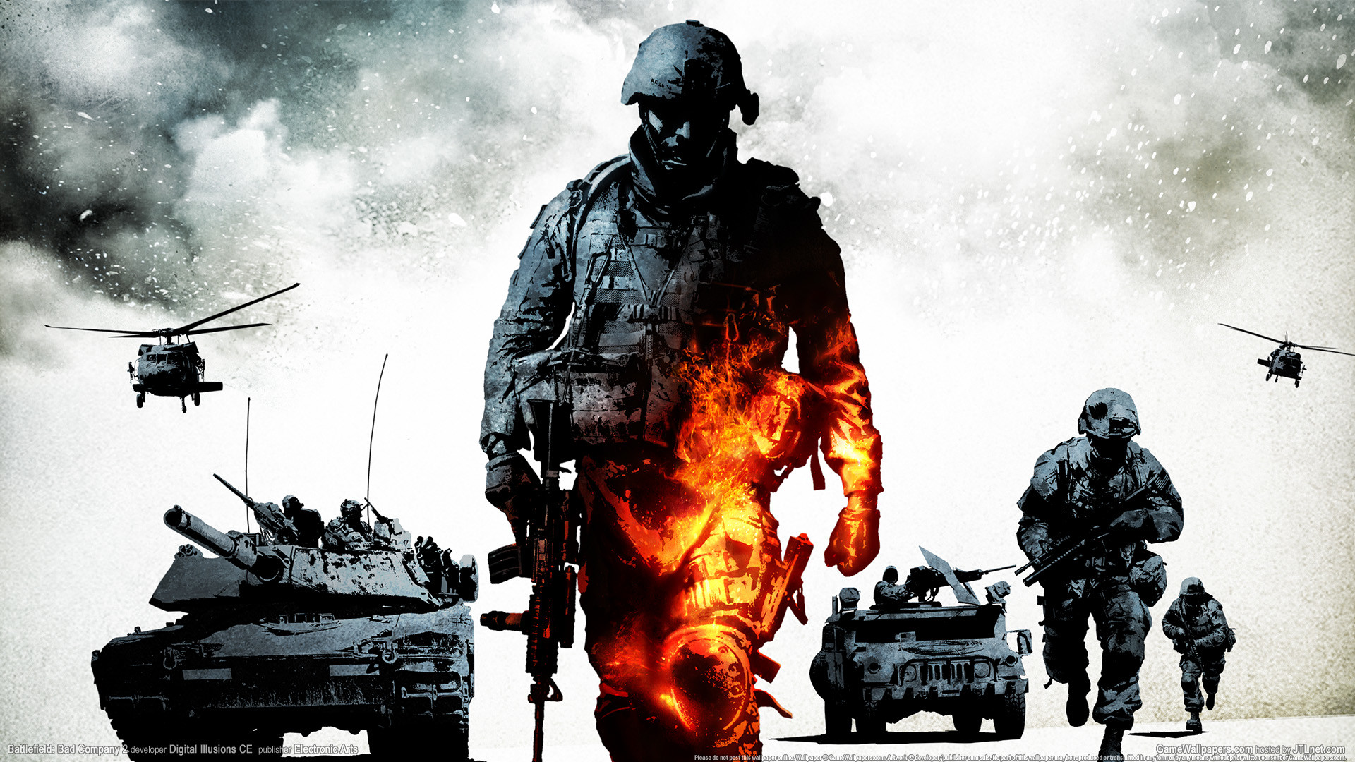 Battlefield: Bad Company 2, Soldati, Carri armati, Elicotteri, Fuoco, sfondo 1920x1080 per PC