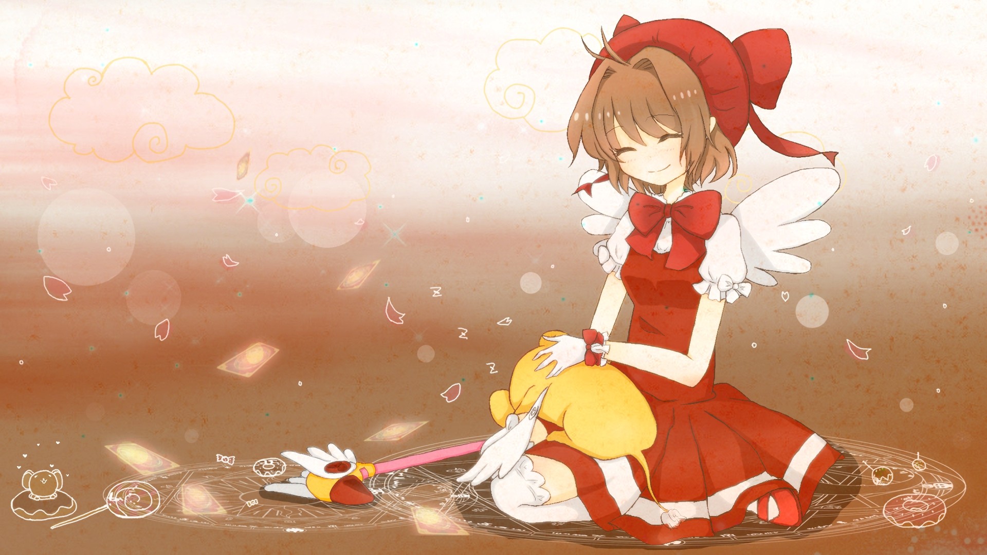 Sakura Kinomoto, Kero, Card Captor Sakura, Anime, 1920x1080, sfondo per PC