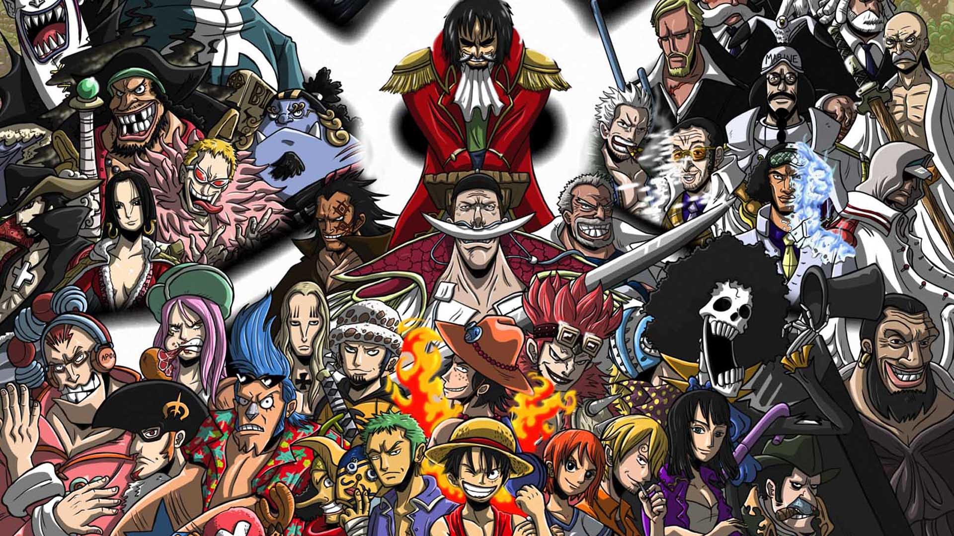 Gol D. Roger, Barbabianca, One Piece, Personaggi, Collage, 1920x1080, immagine di sfondo