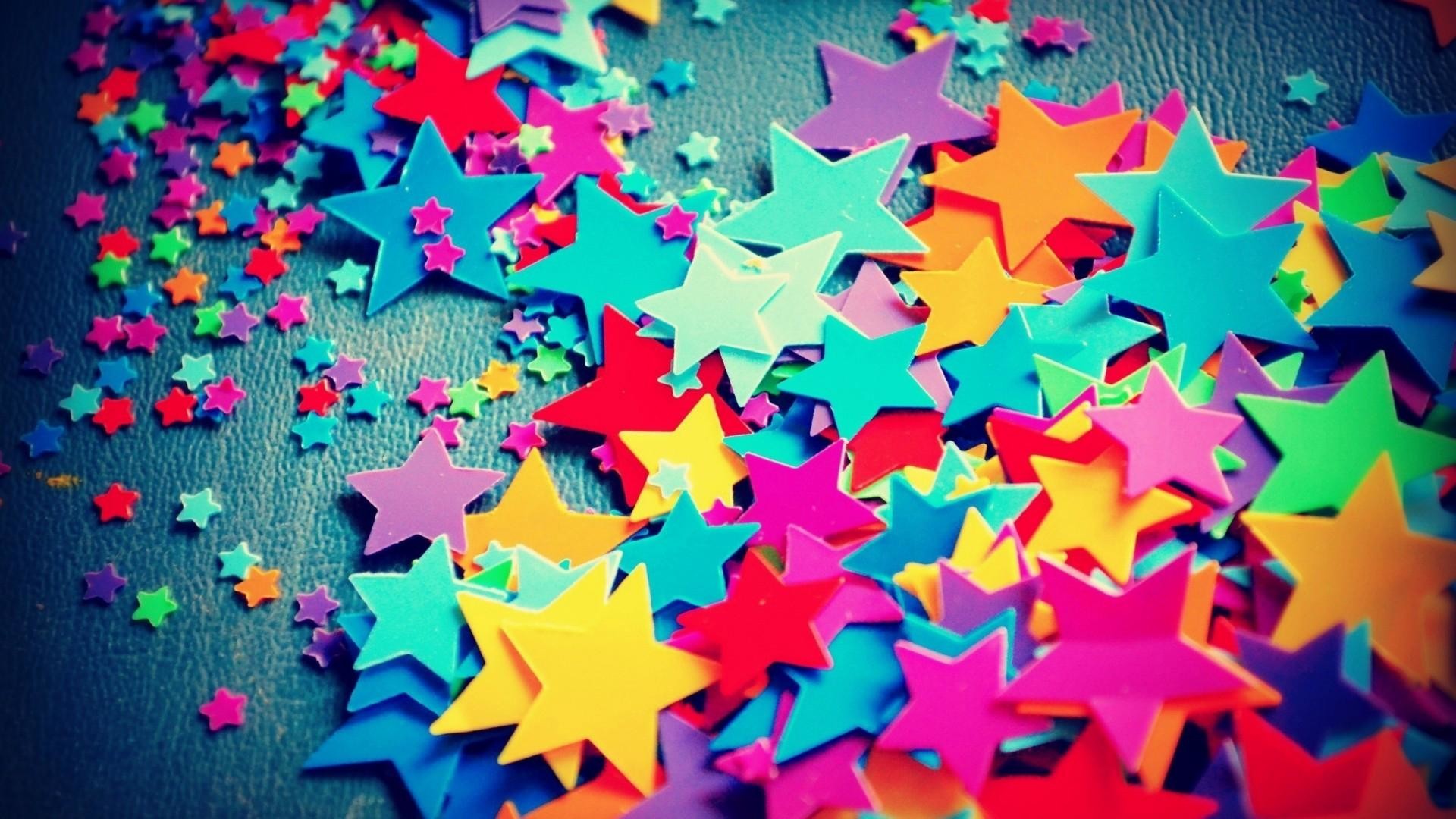 Stelle colorate, Coriandoli, Colorato, Full HD, sfondo per PC