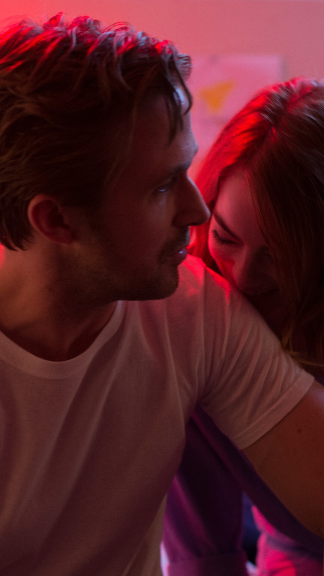 La La Land, Ryan Gosling, Emma Stone, Luce rosa, Full HD, sfondo per smartphone