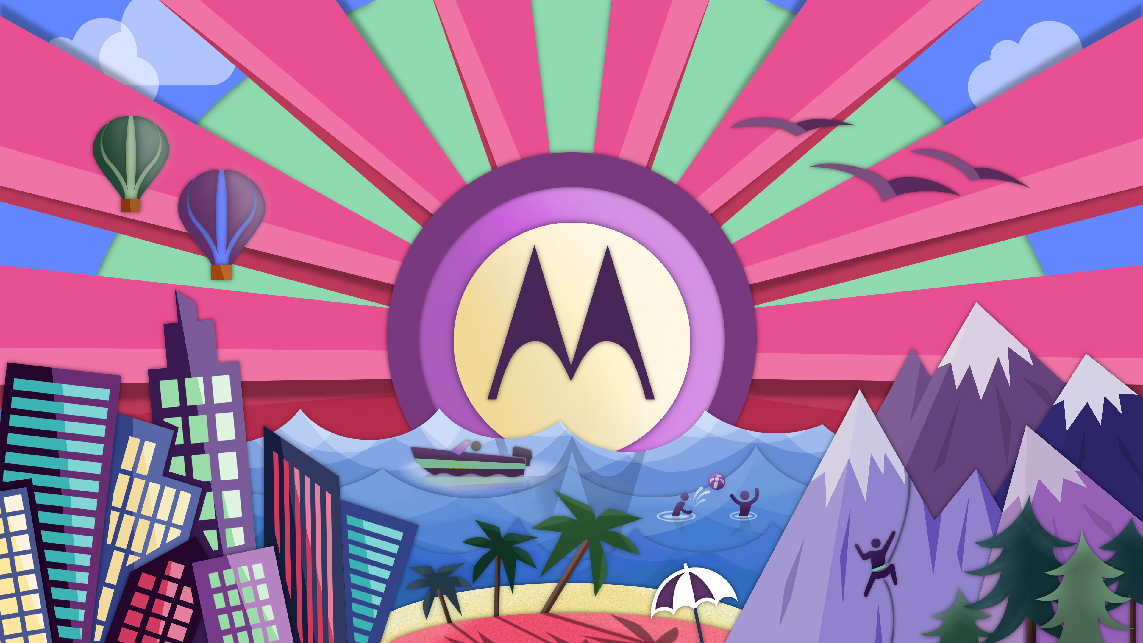 Motorola, Logo, Illustrazione, Rosa, 4K, wallpaper per computer
