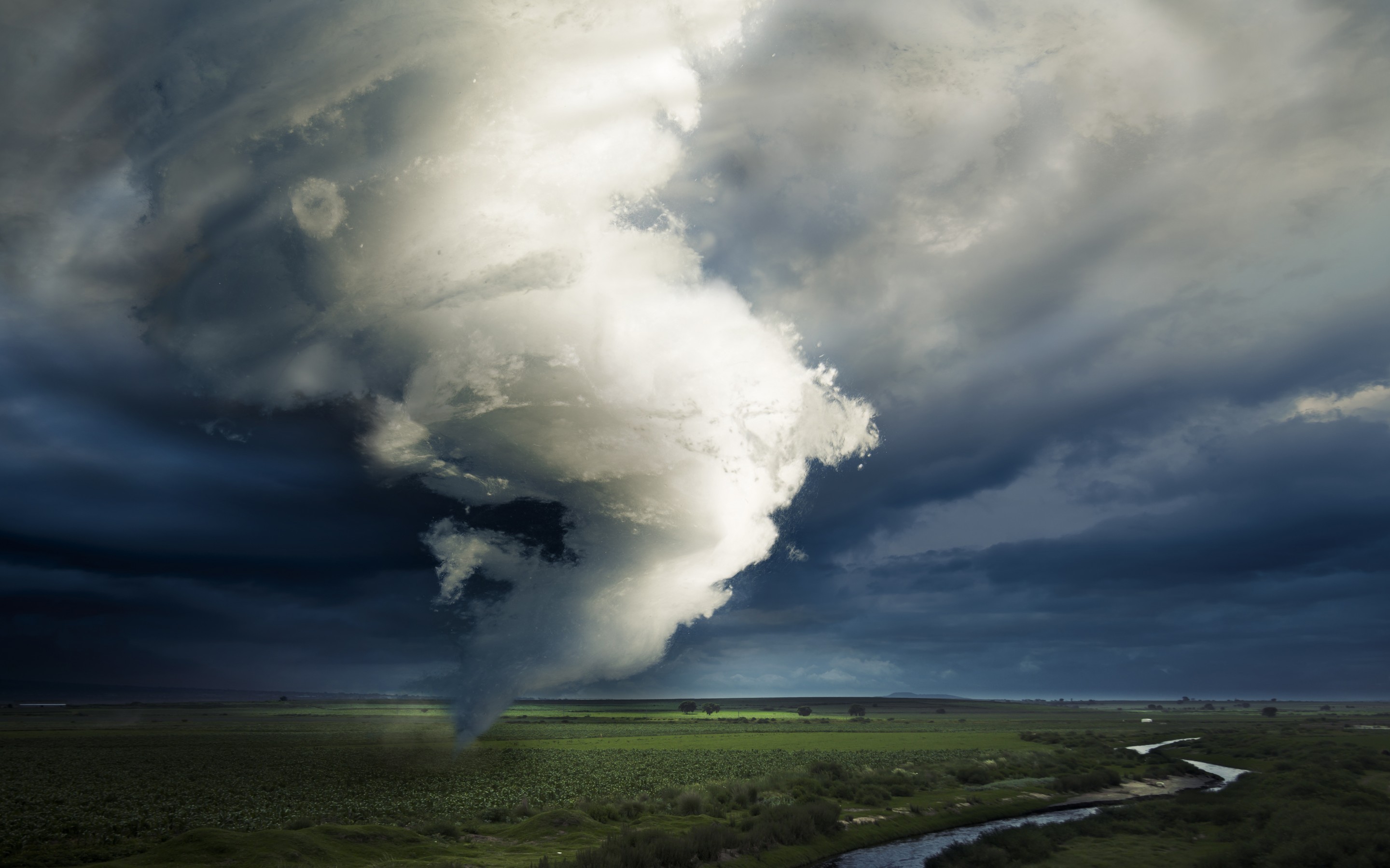 Tornado, Tempesta, Nuvole, Prateria, 2880x1800, sfondo MacBook Pro