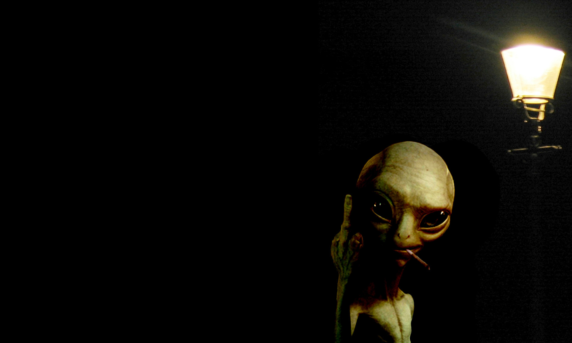 Alieno, Lampione, Notte, Fantascienza, Full HD, sfondo per PC