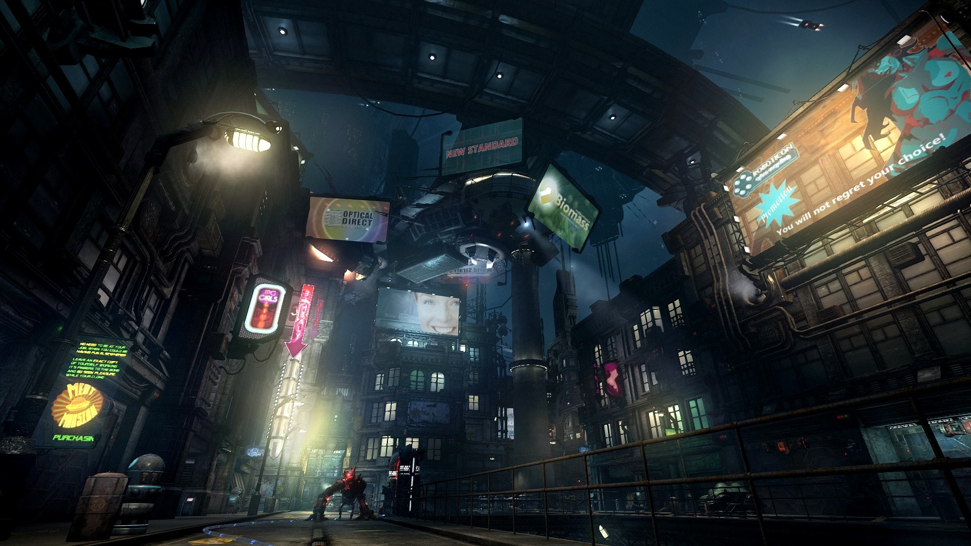 Strada cyberpunk, Insegne al neon, Città futuristica, Notte, Pioggia, sfondo Full HD per computer