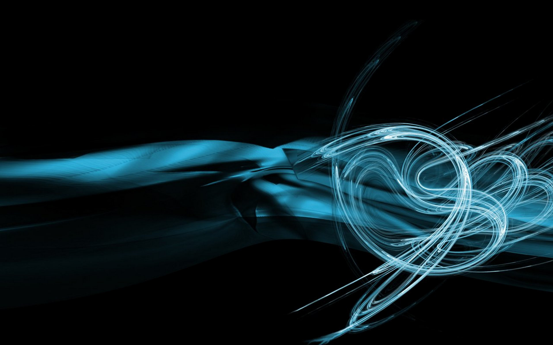 Linee luminose, Blu, Astratto, Sfondo nero, Full HD, wallpaper per PC