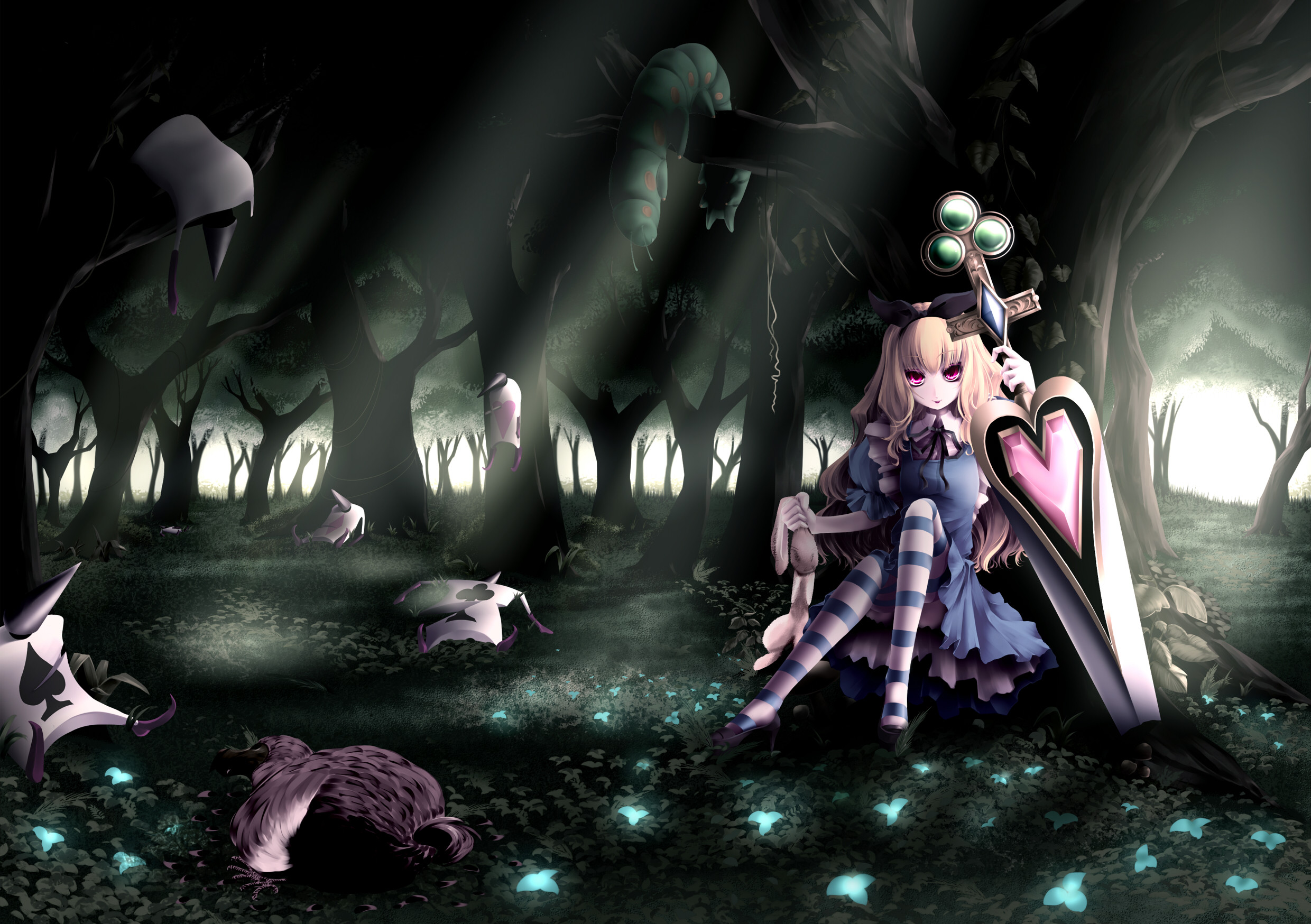 Alice, Alice nel Paese delle Meraviglie, Bosco oscuro, Anime, Full HD, sfondo per PC e portatile