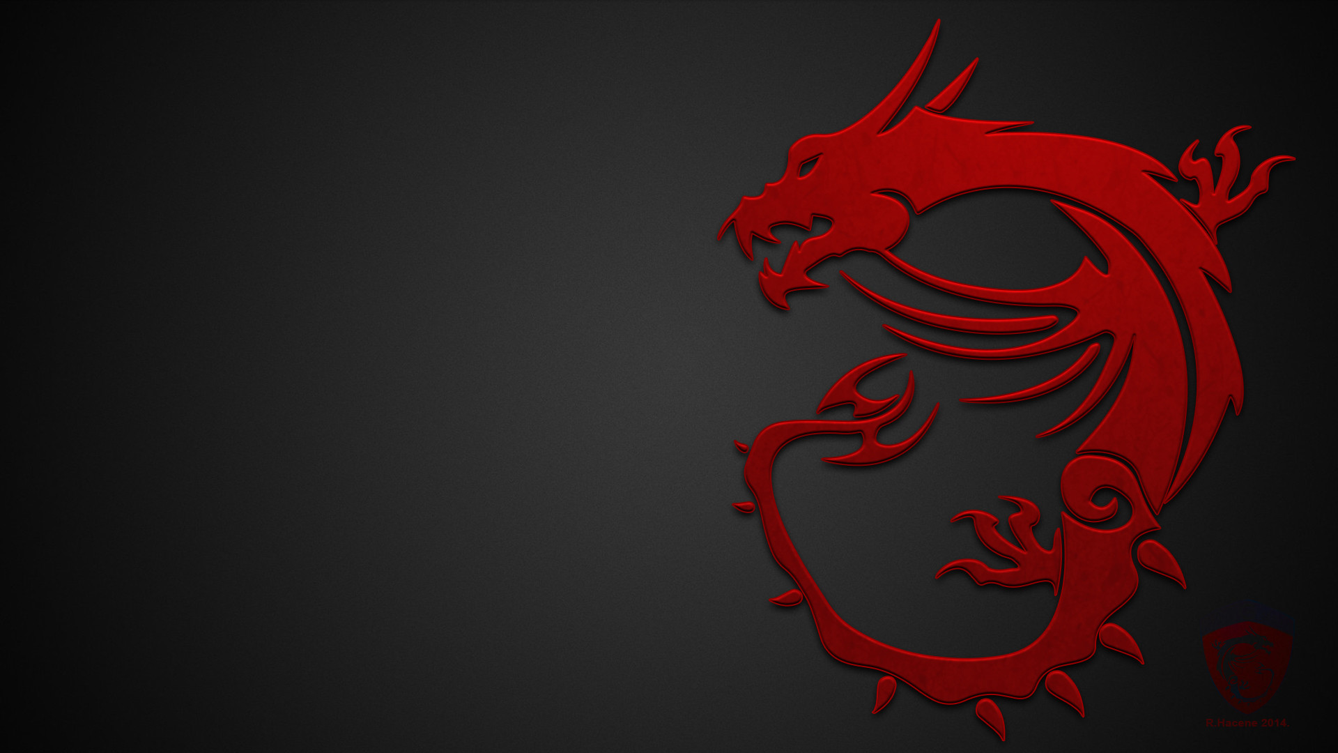 MSI, Drago rosso, Sfondo grigio, Full HD, wallpaper per computer
