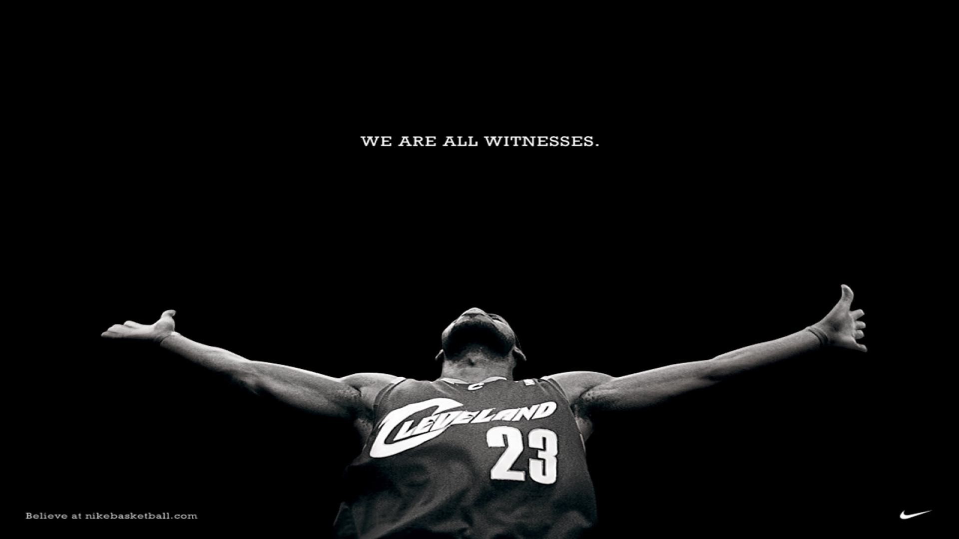 LeBron James, Cleveland Cavaliers, We Are All Witnesses, Nike, Sfondo nero, wallpaper 1920x1080