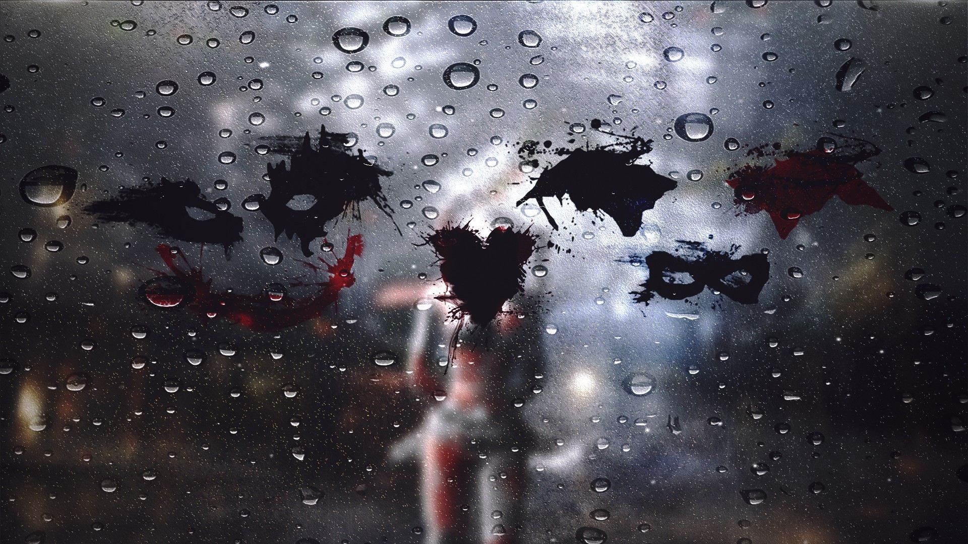 Joker, Gocce di pioggia, Minimalista, Vetro, Full HD, sfondo Windows 11
