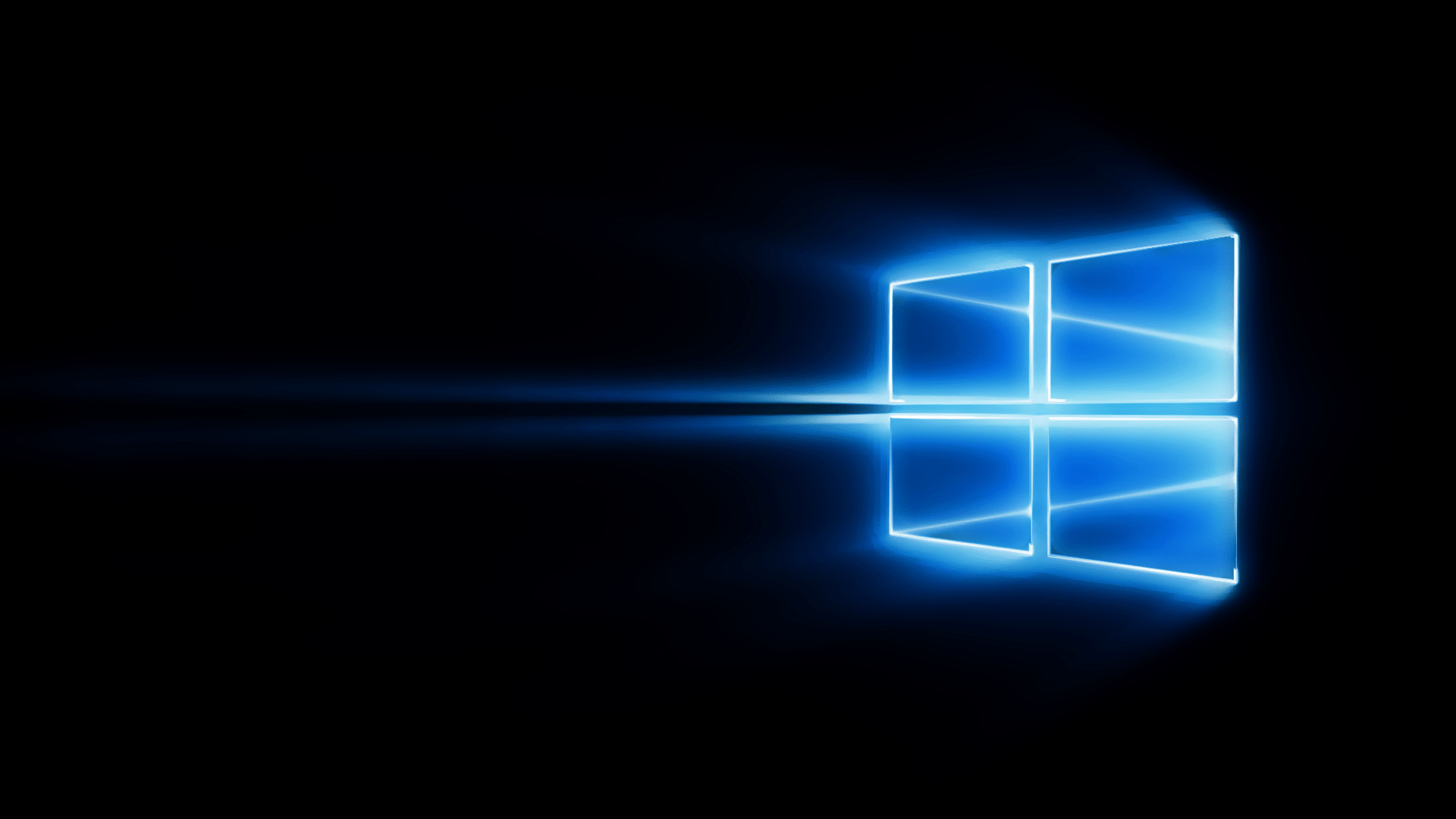 Windows 10 Hero, Logo Windows, Luce blu, Sfondo nero, Full HD, wallpaper per portatile