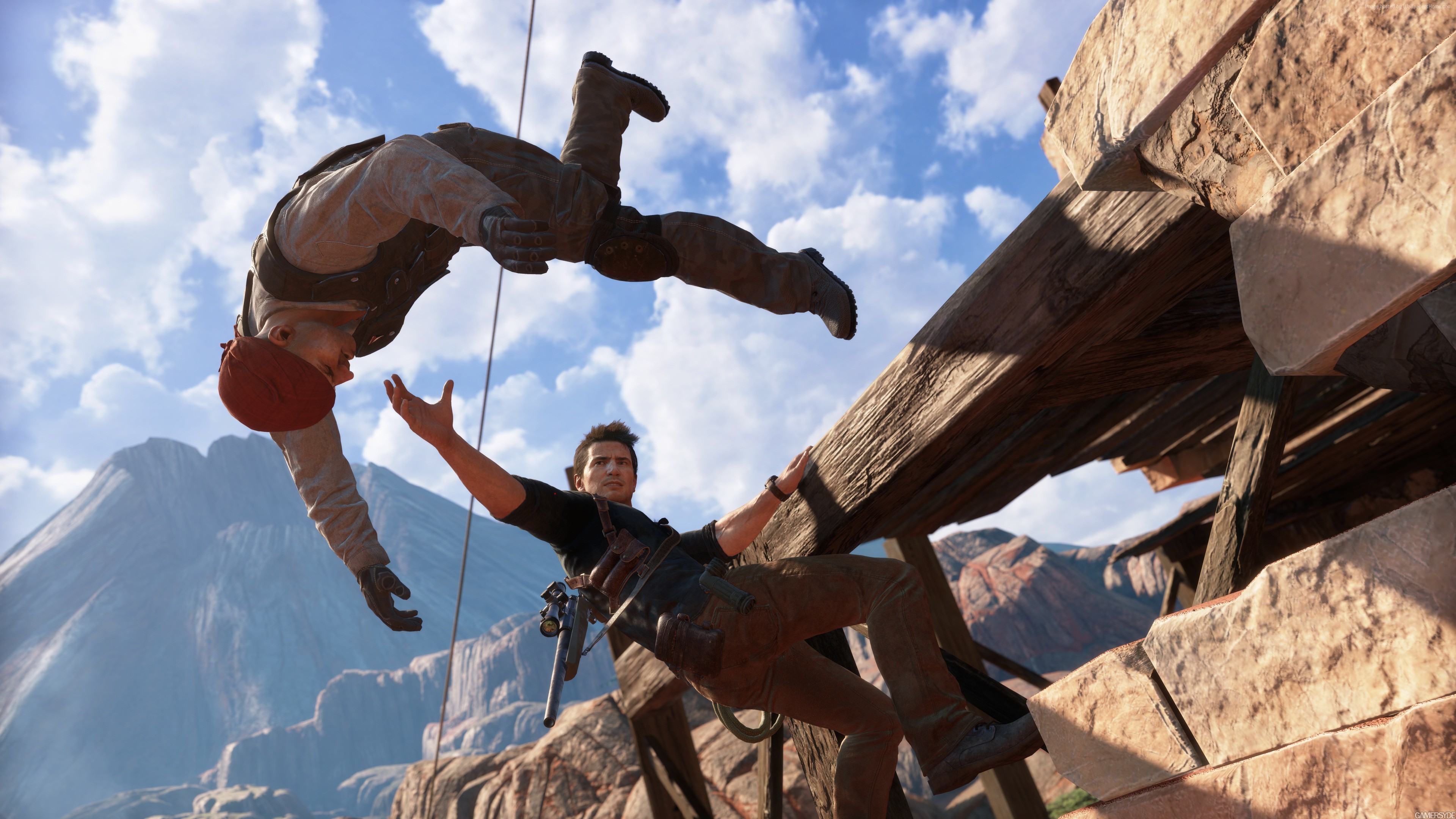 Nathan Drake, Uncharted 4, Arrampicata, Montagne, 4K 2160p, sfondo desktop