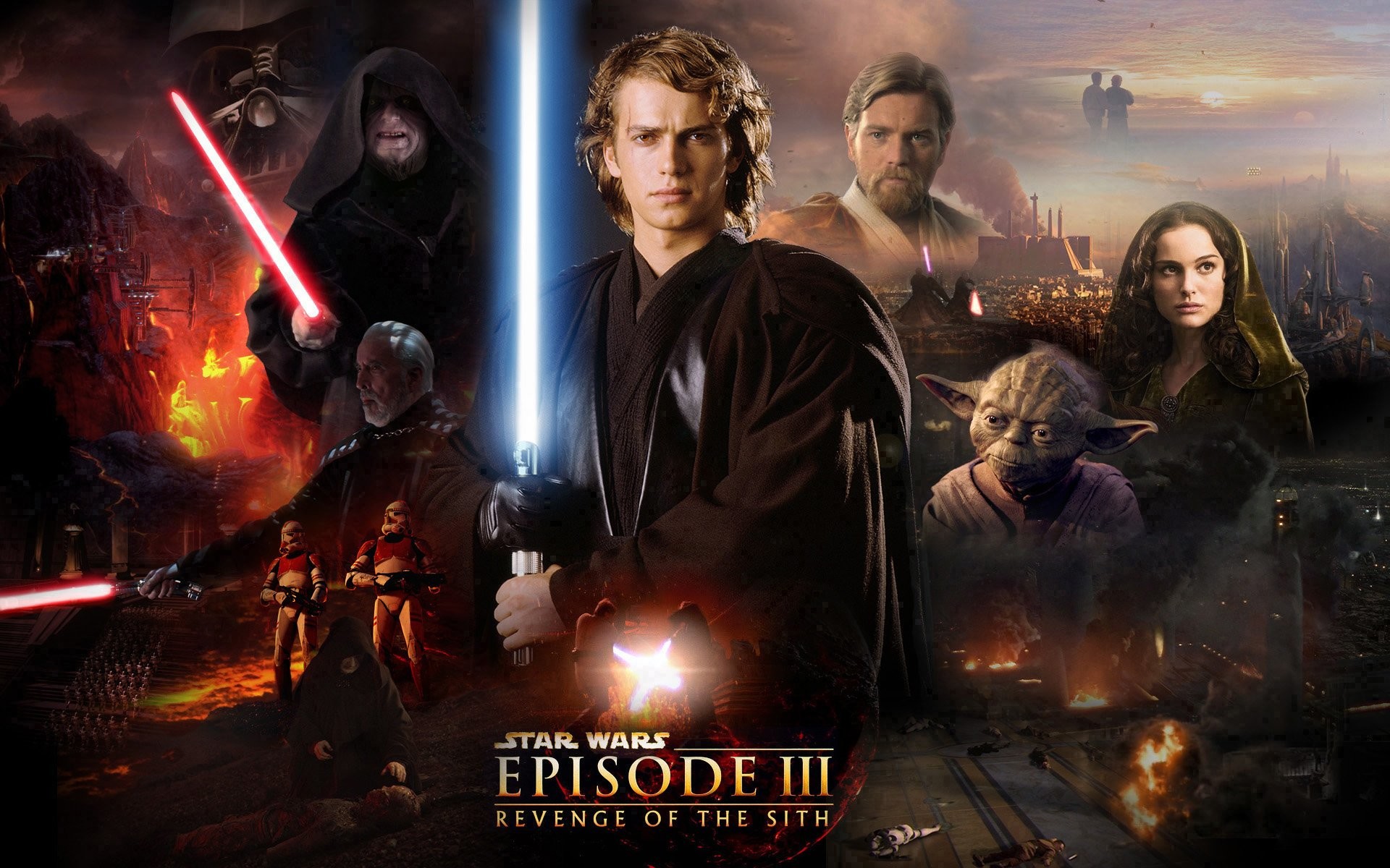 Star Wars: Episodio III - La vendetta dei Sith, Anakin Skywalker, Yoda, Padmé Amidala, Obi-Wan Kenobi, sfondo per PC