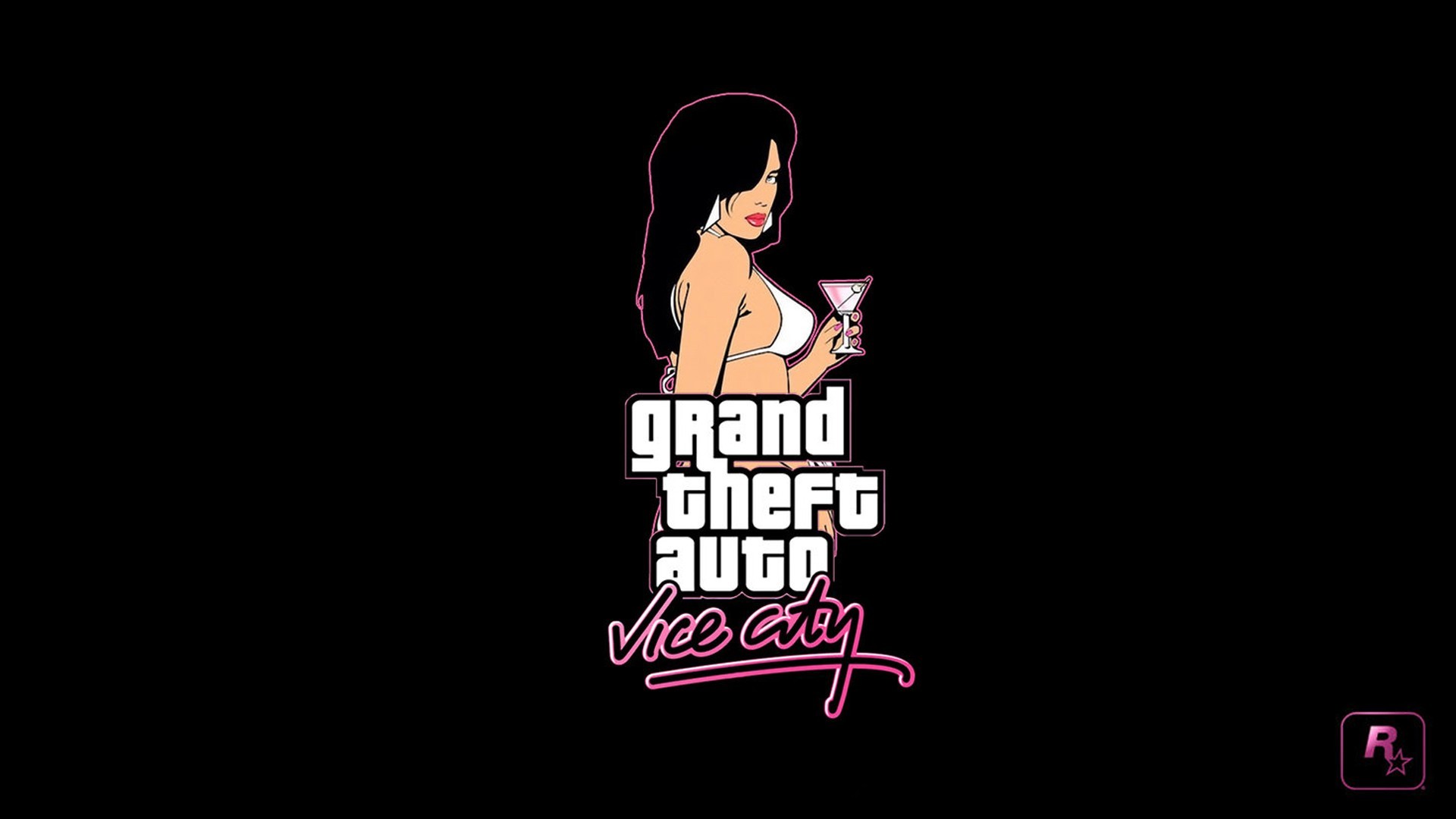 Grand Theft Auto: Vice City, Logo, Sfondo nero, Full HD, wallpaper desktop