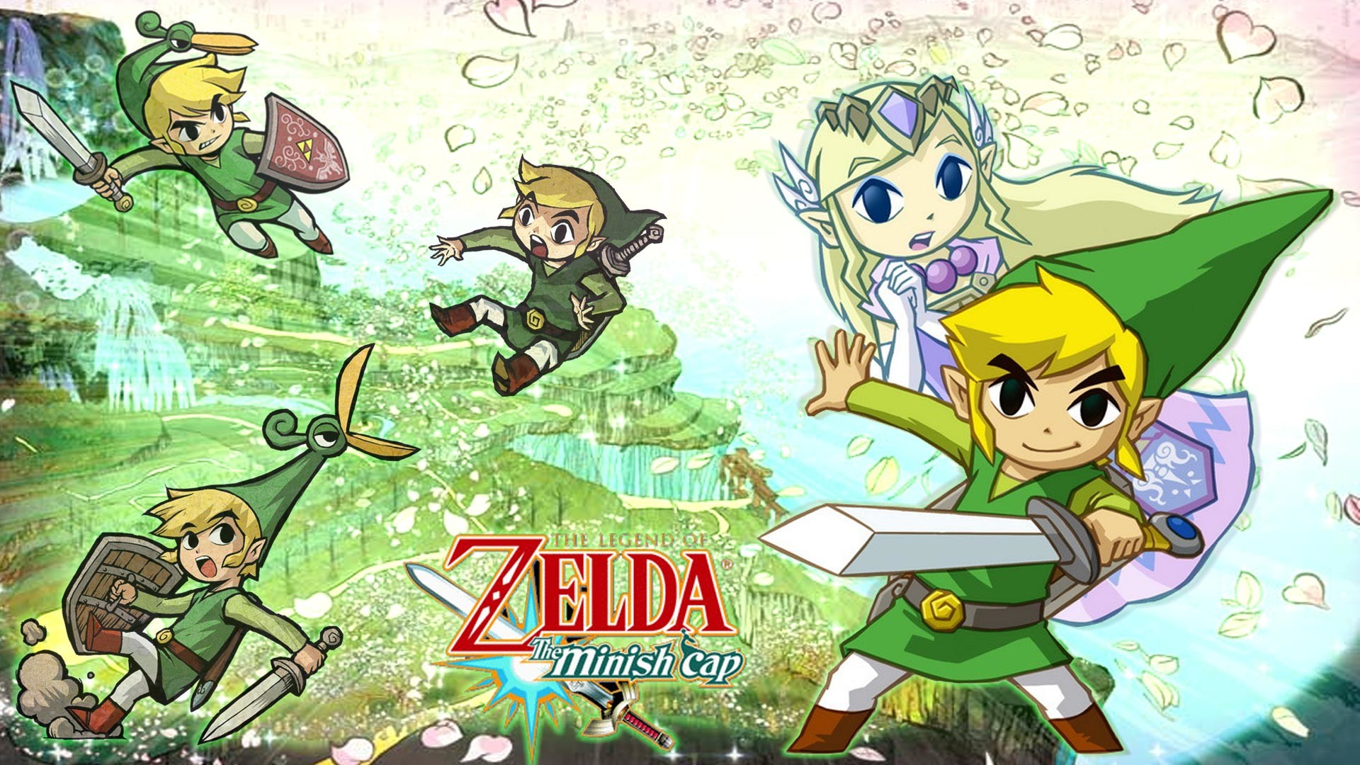 The Legend of Zelda: The Minish Cap, Link, Principessa Zelda, Ezlo, Logo, sfondo desktop Full HD