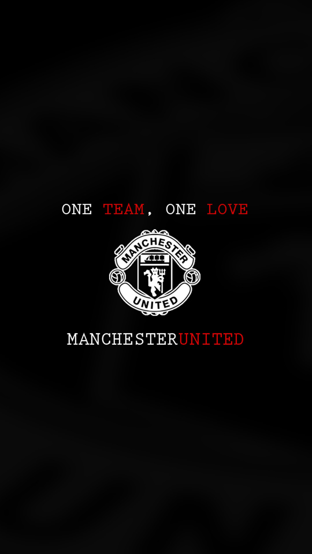 Manchester United, One team one love, Stemma, Nero, Full HD, wallpaper per smartphone