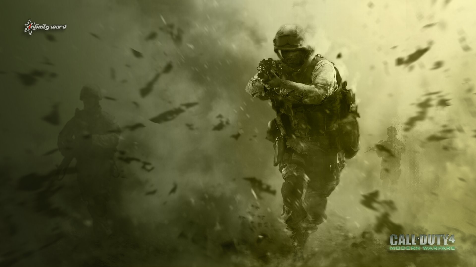 Call of Duty 4: Modern Warfare, Call of Duty, Soldato, Fumo, Toni seppia, sfondo 1920x1080 per PC