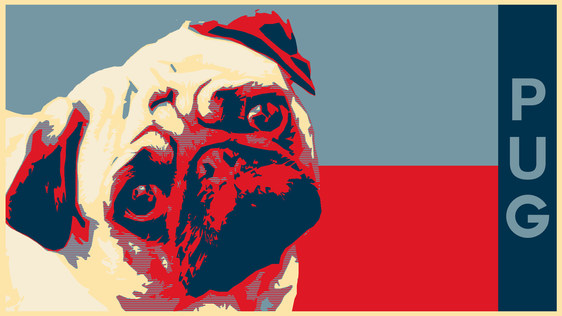 Carlino, Poster Hope, Pop art, Rosso e blu, 16:9 Full HD, wallpaper widescreen