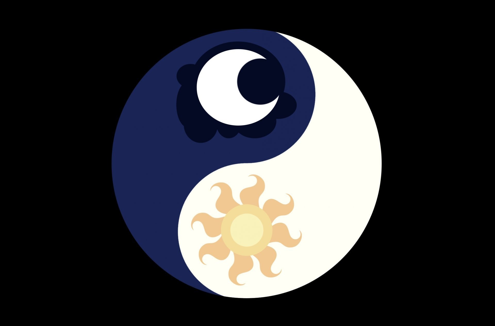 Yin e yang, My Little Pony, Cutie mark, Luna e sole, Full HD, sfondo per PC