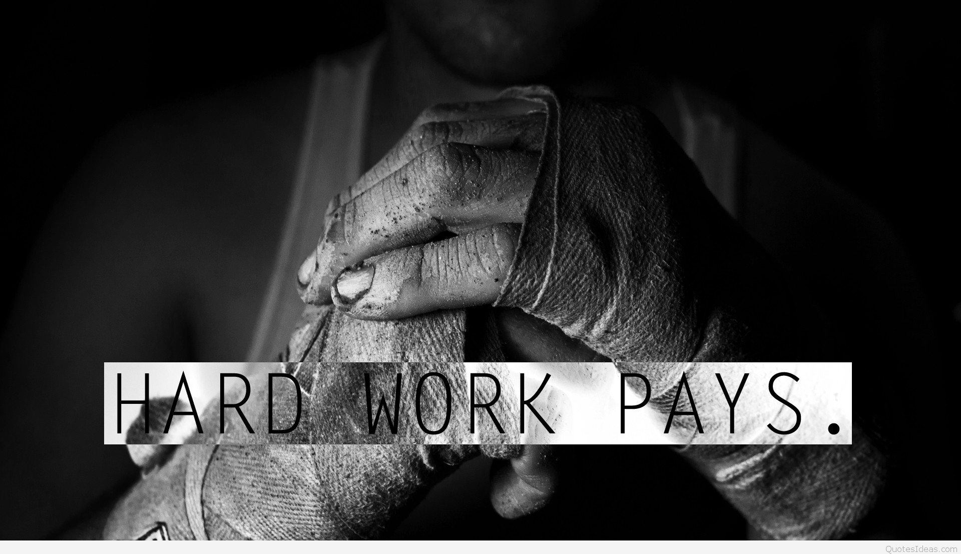 Fasce per mani, Hard Work Pays, Frase motivazionale, Bianco e nero, sfondo per portatile