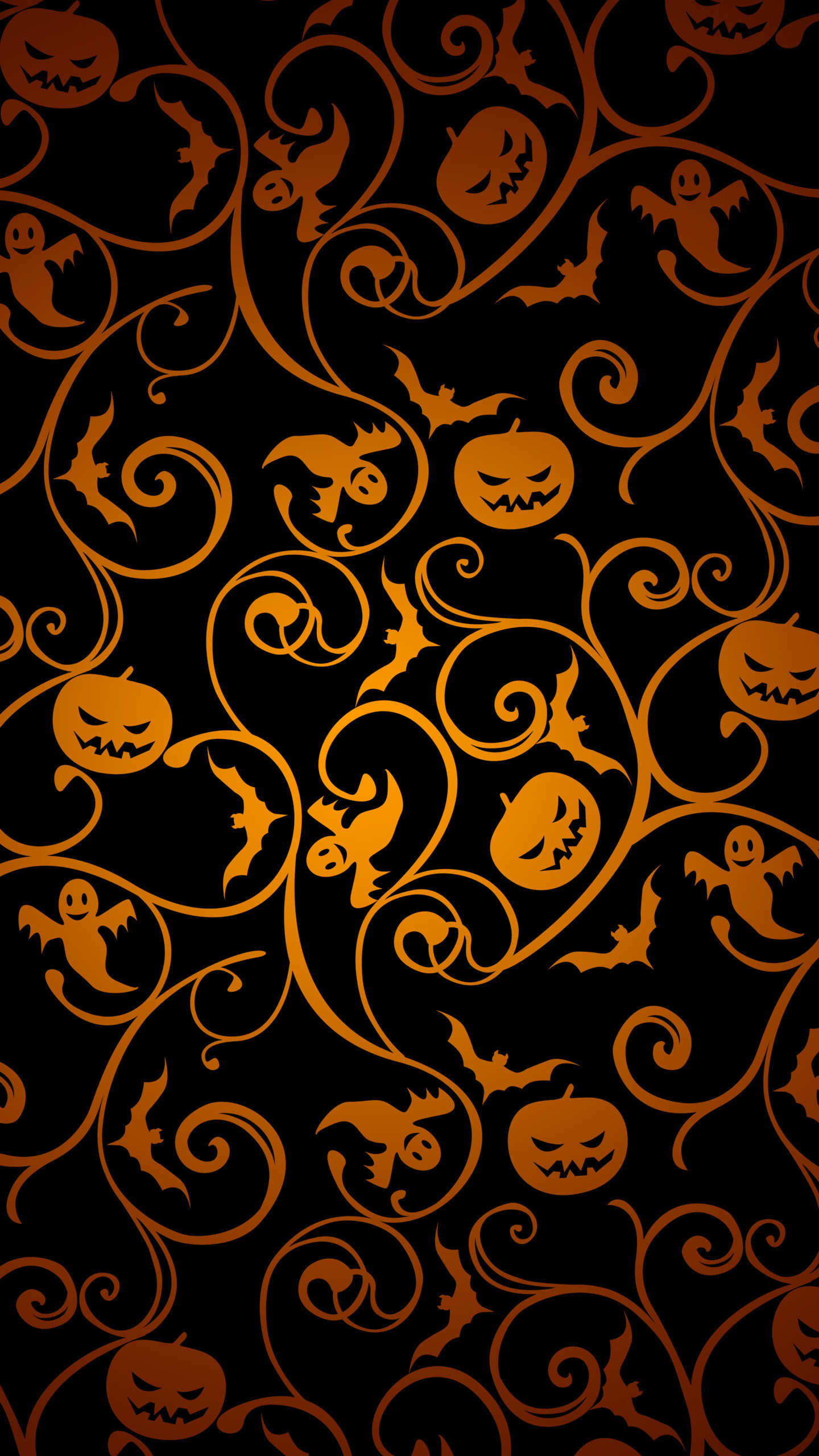 Motivo di zucche, Ghirigori, Arancione e nero, Halloween, Texture, sfondo schermata Home