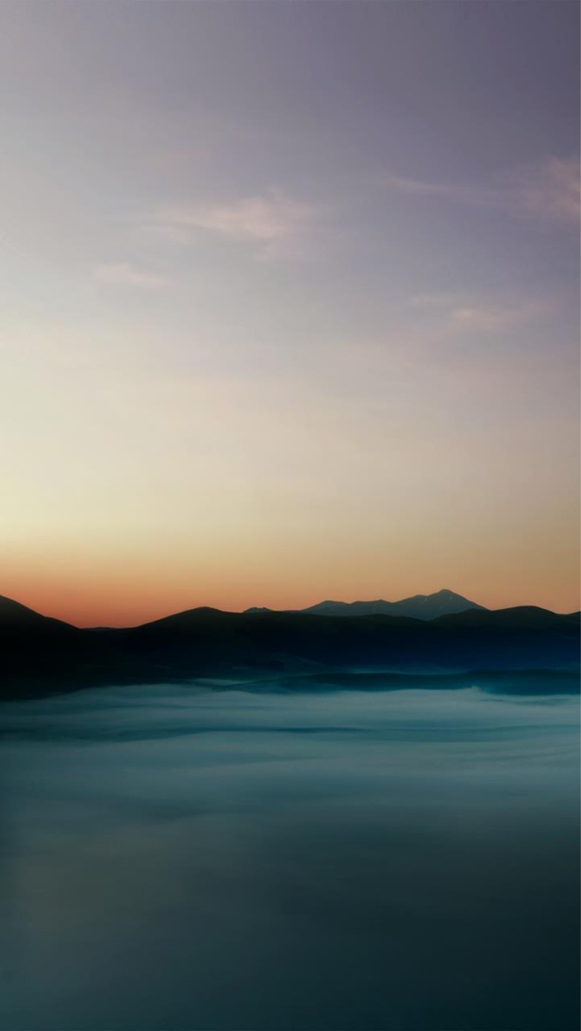 Lago, Crepuscolo, Montagne, Minimalismo, sfondo iPhone 5 Full HD