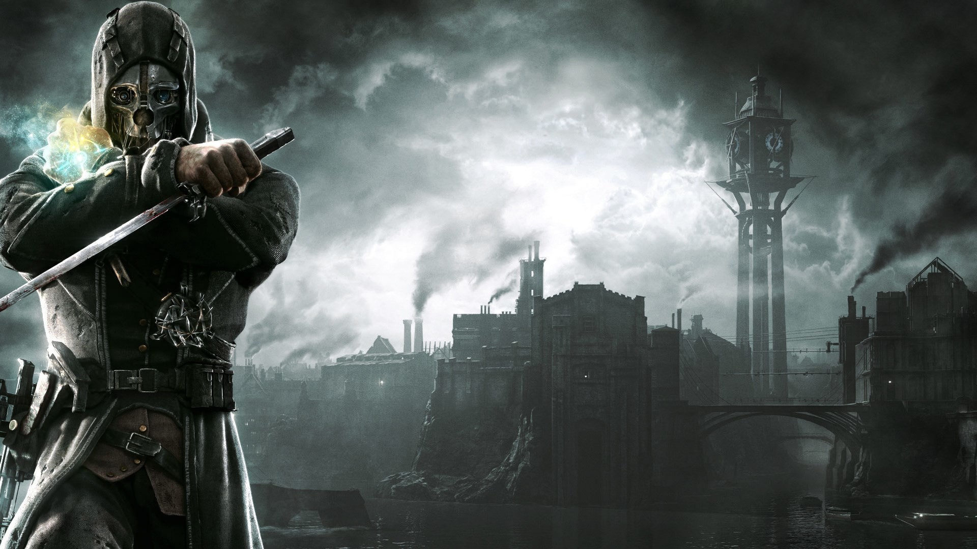 Corvo Attano, Dishonored, Dunwall, Tempesta, Full HD, wallpaper per PC