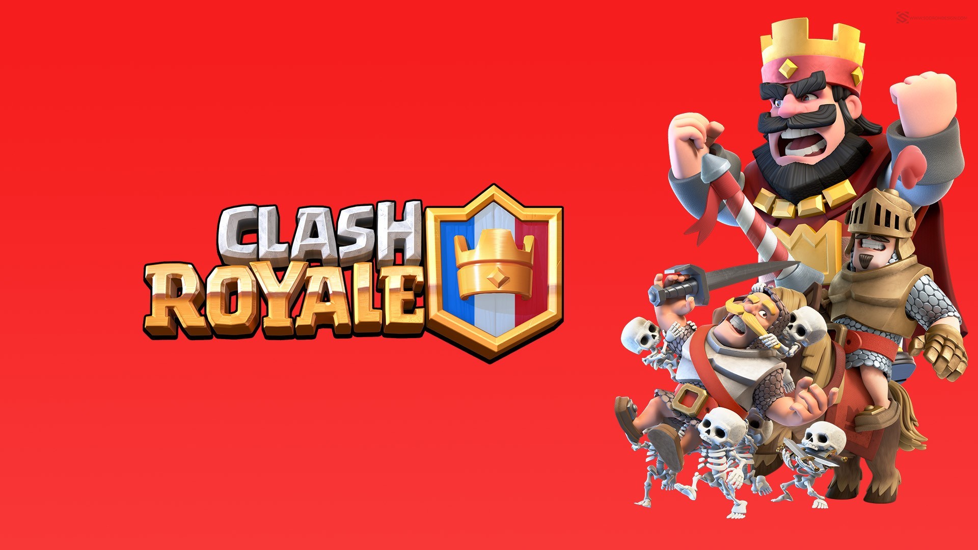 Clash Royale, Logo, Re Rosso, Scheletri, Sfondo rosso, 1920x1080, wallpaper desktop