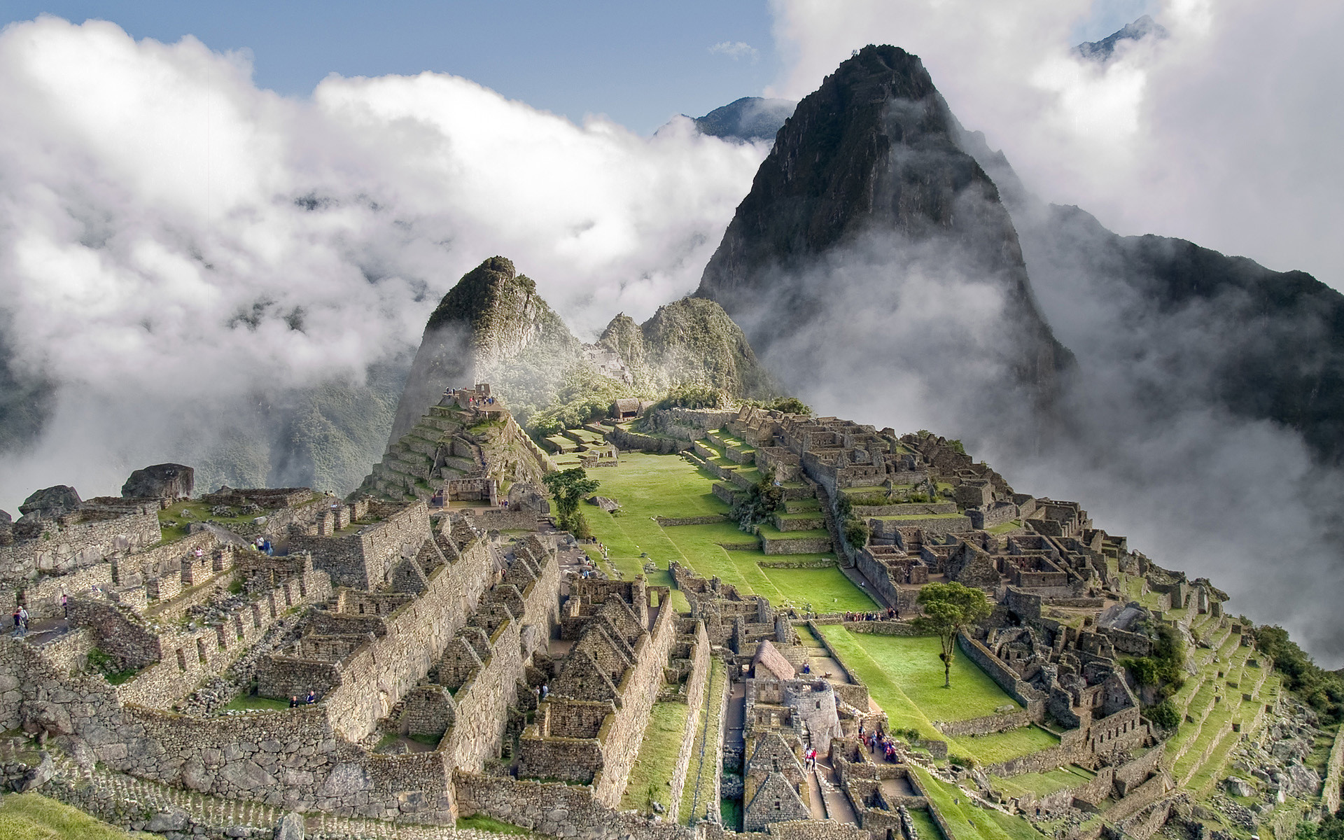 Machu Picchu, Huayna Picchu, Perù, Nebbia, Nuvole, 1920x1200, sfondo MacBook Pro