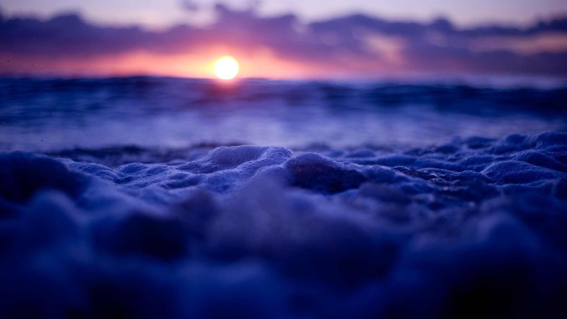 Mare di nuvole, Tramonto, Viola, Sole, 1920x1080, immagine di sfondo